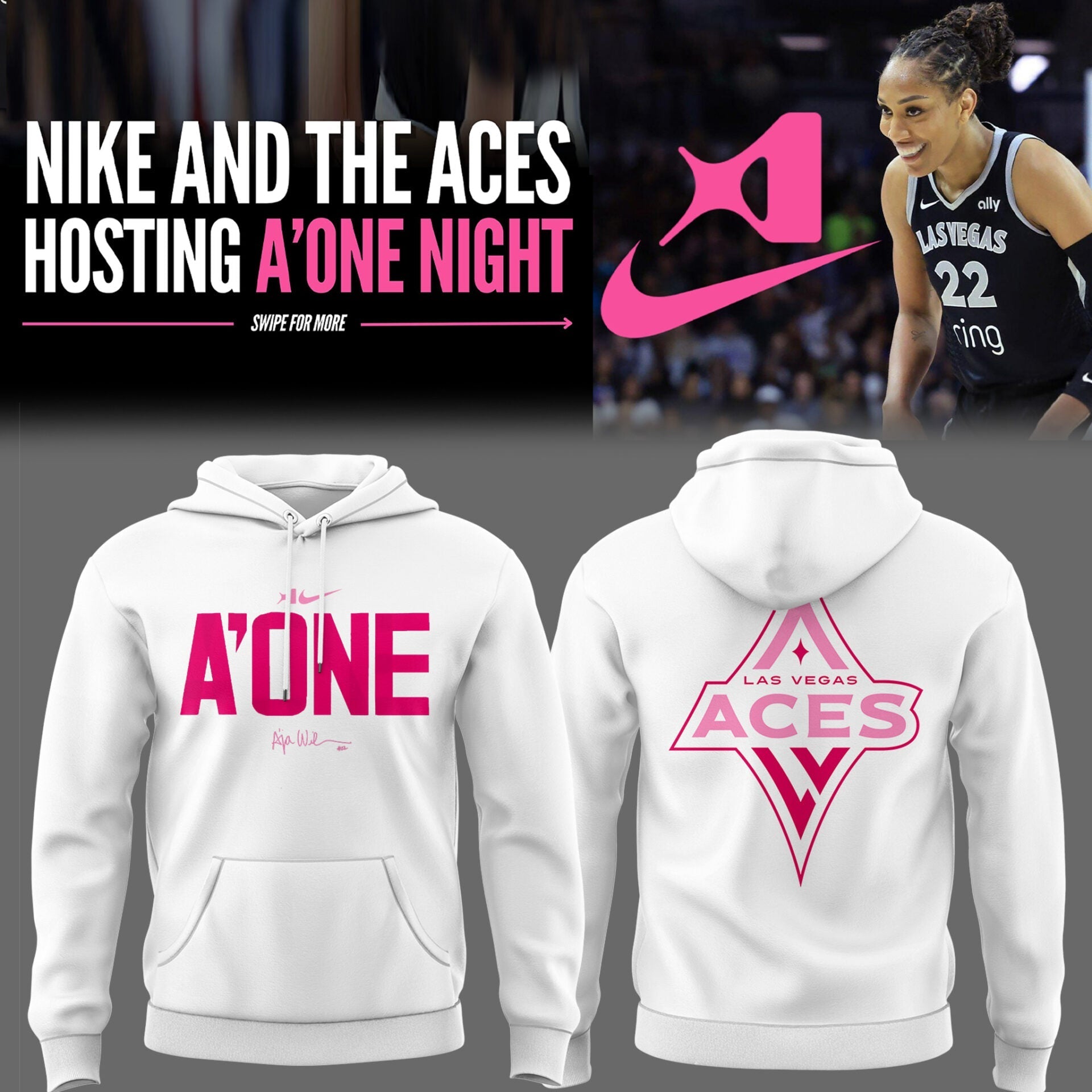 Limited Edition Las Vegas Aces x A' One Night 2025 Hoodie