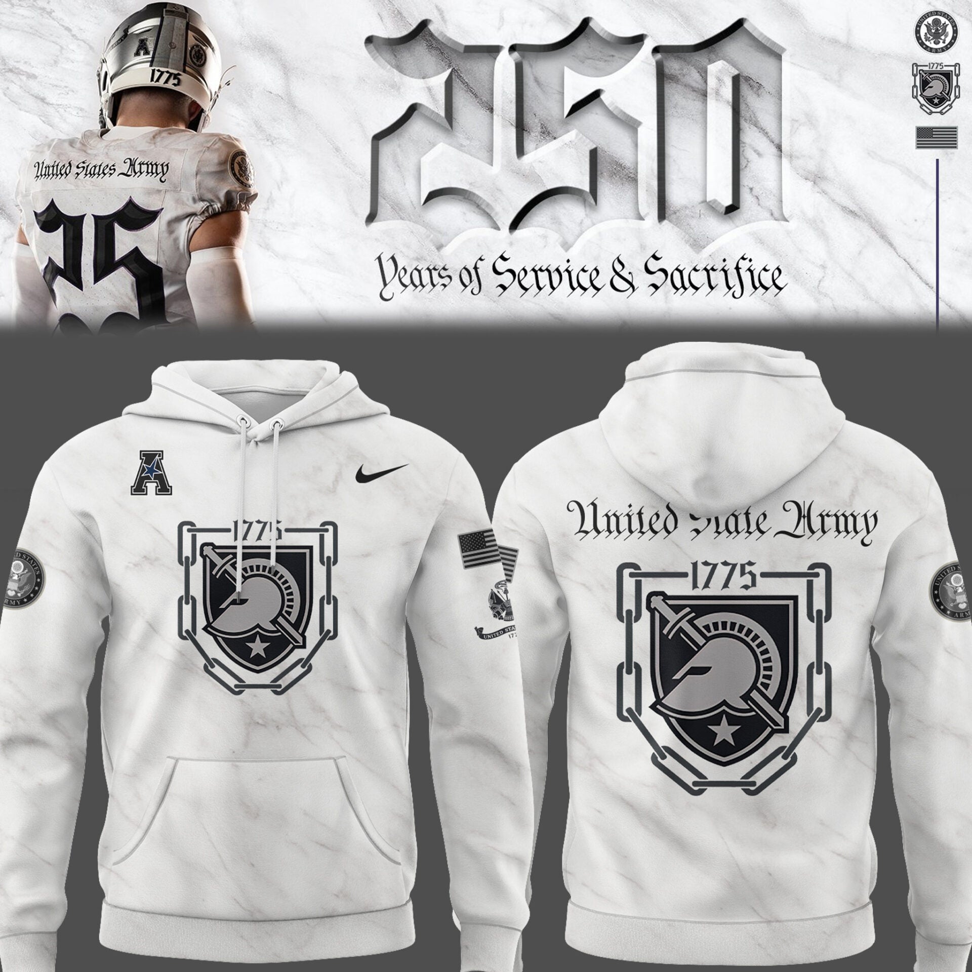 Army Hoodie For The Army-Navy Game - New Released Uniform Edition Army’s 250 Years Hoodie