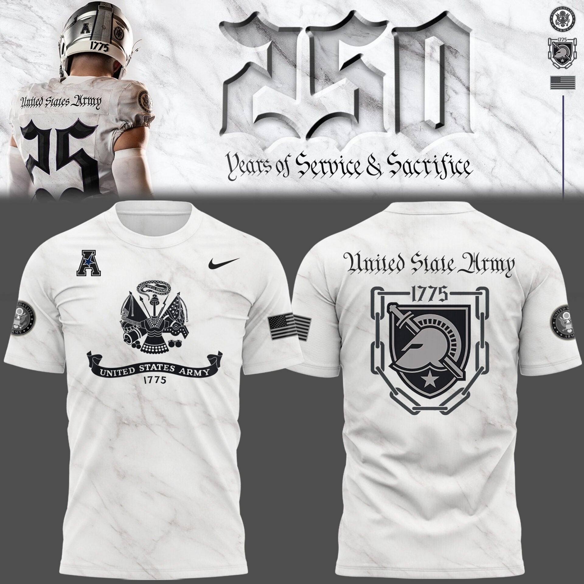 Army T-Shirt For The Army-Navy Game - New Released Uniform Edition Army’s 250 Years T-Shirt