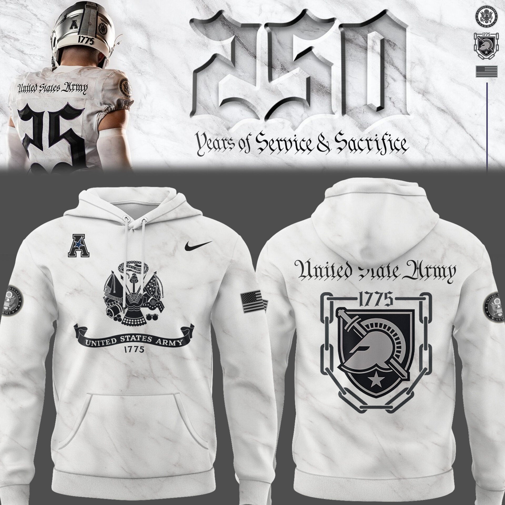Army Hoodie For The Army-Navy Game - New Released Uniform Edition Army’s 250 Years Hoodie