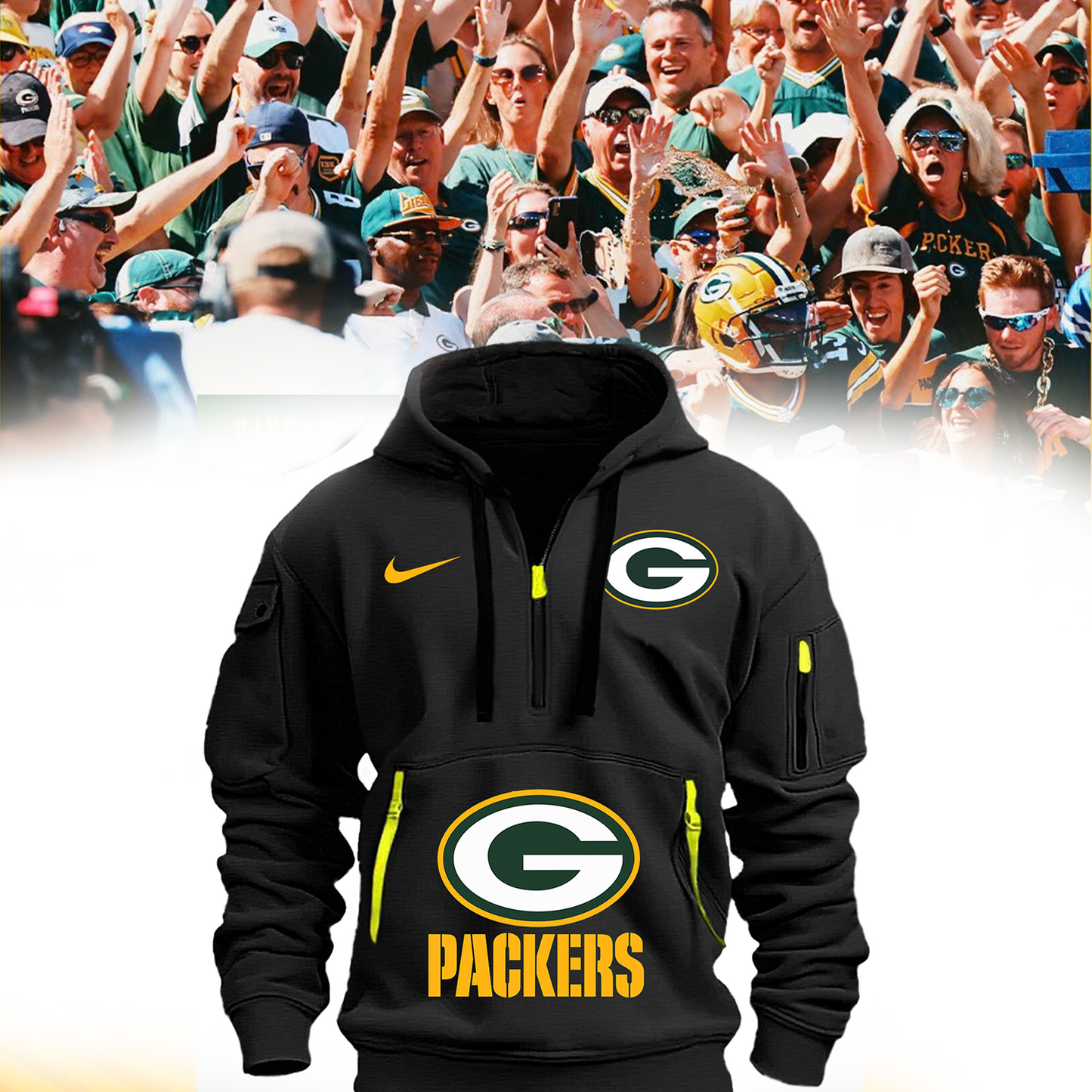 Premium Green Bay Packers Merch 2025 Version - Special Black Half Zip New Hoodie 2025 - Gear Up For Game Day!