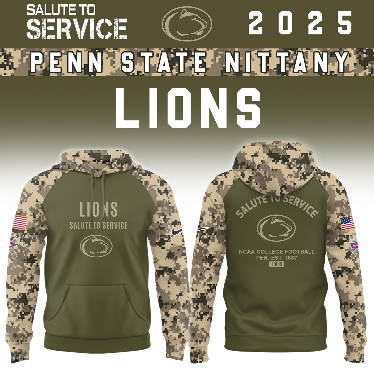 Penn State Nittany Lions Salute To Service Limited Hoodie and Cap 2025 Collection