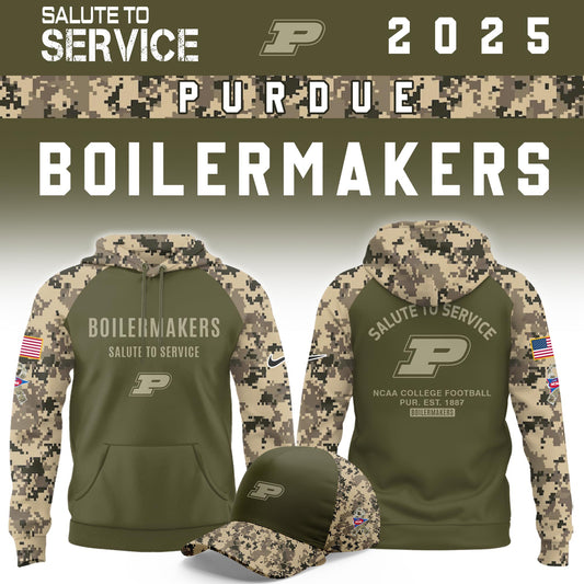 Purdue Boilermakers Salute To Service Limited Hoodie and Cap 2025 Collection