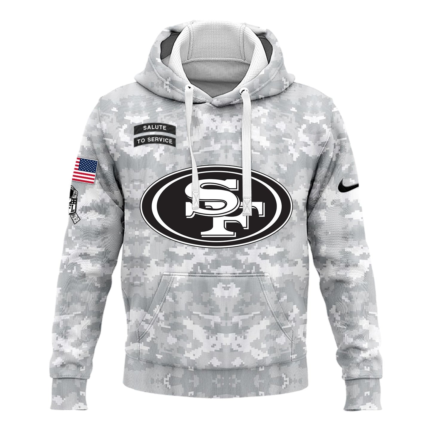 Premium San Francisco 49ers Gear - San Francisco 49ers Hoodie Camo 2024 Salute to Service Club - Gear Up For Big Game - High-End SF 49ers Merch