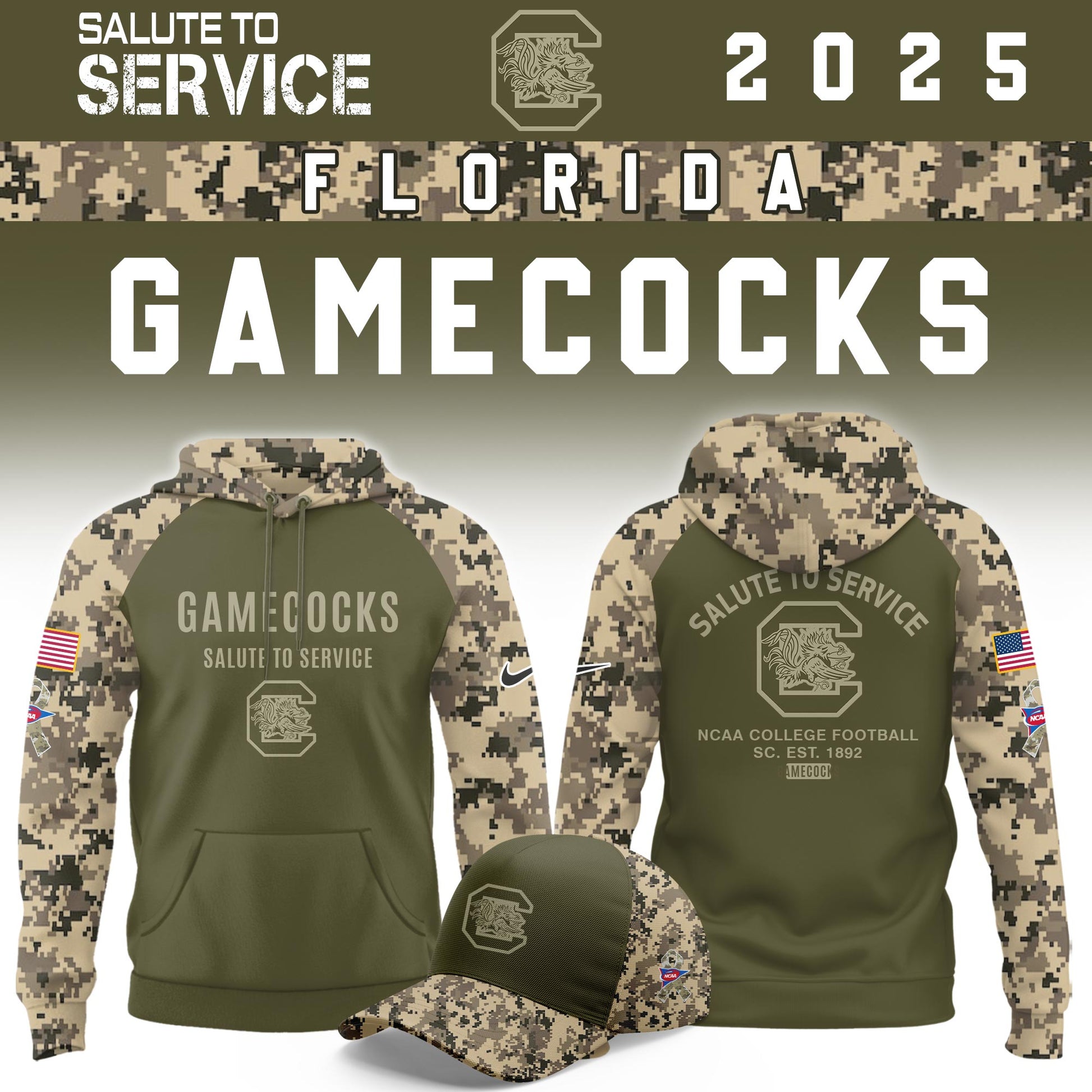 South Carolina Gamecocks Salute To Service Limited Hoodie and Cap 2025 Collection