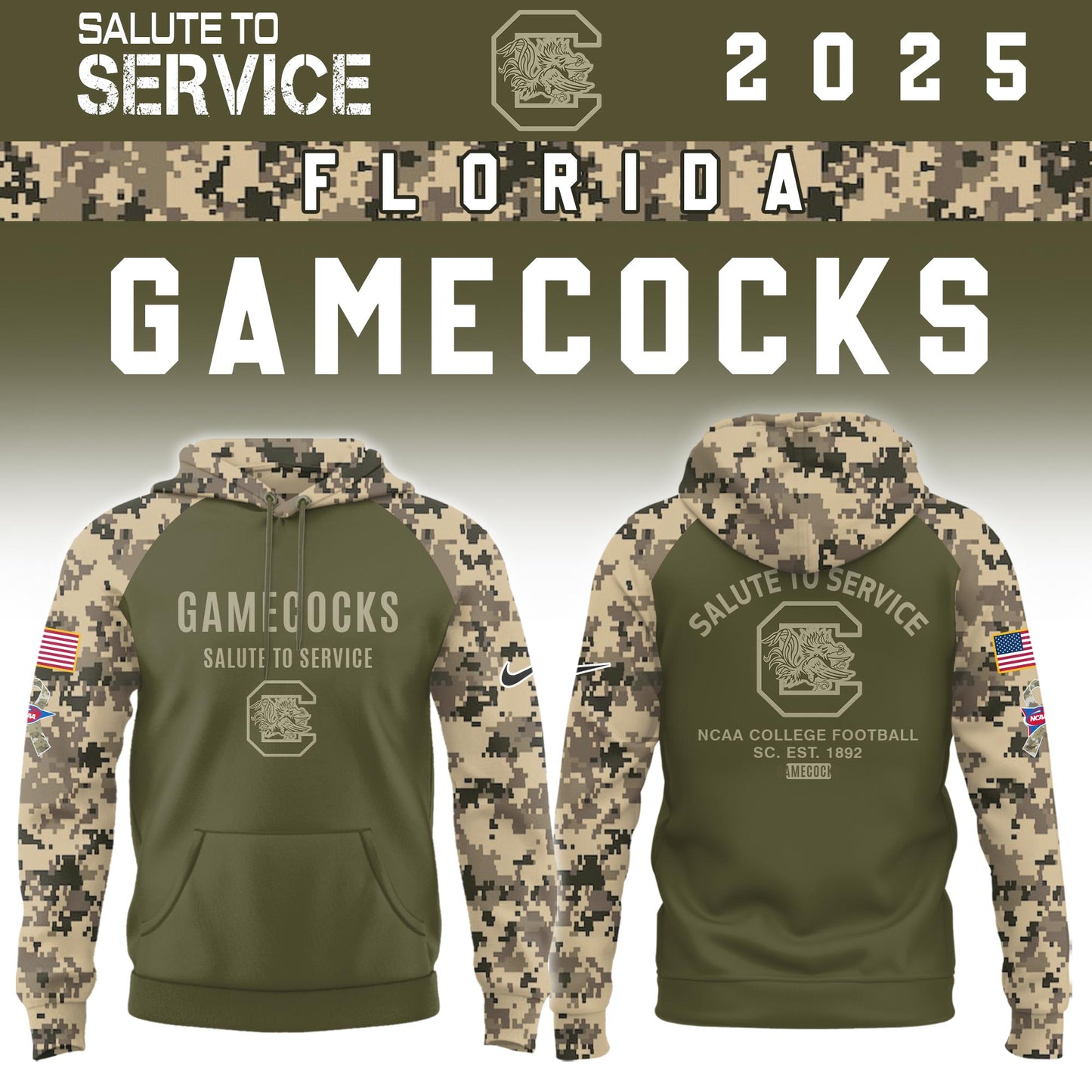 South Carolina Gamecocks Salute To Service Limited Hoodie and Cap 2025 Collection