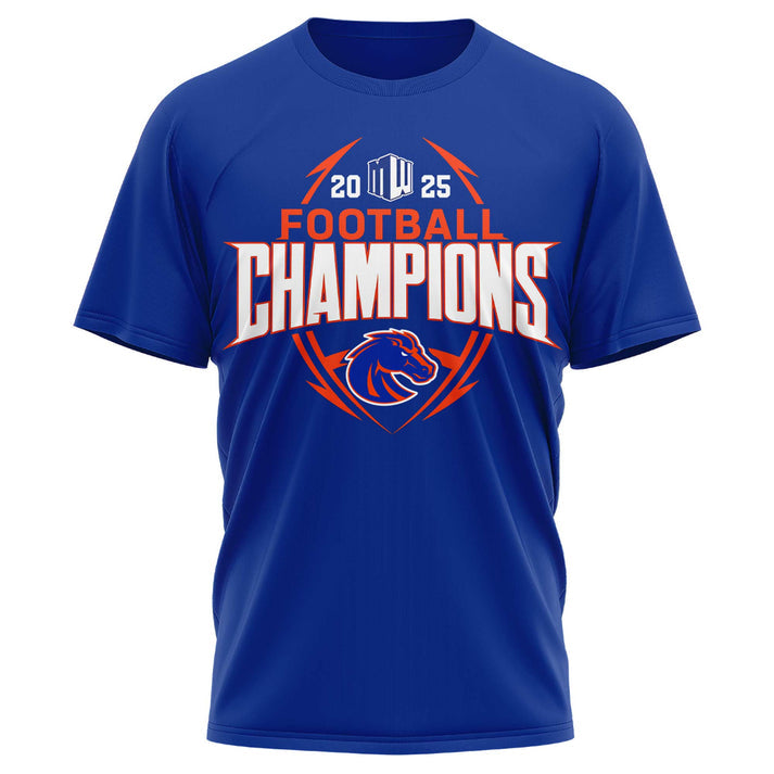 Boise State 2025 Mountain West Championship Blue T-Shirt - Boise State Football Champions T-Shirt Jogger Cap Combo