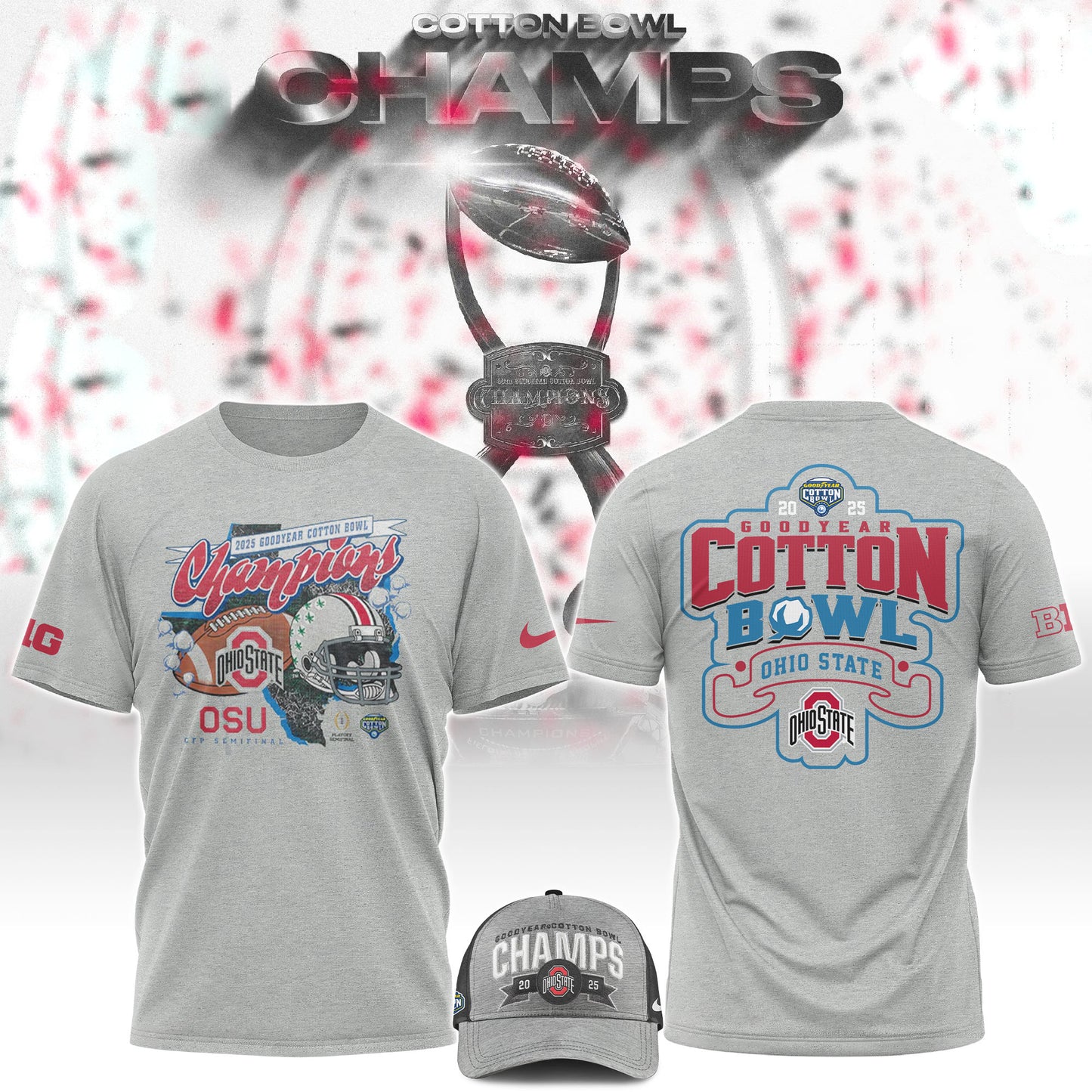 Ohio State Football Cotton Bowl Champions Unisex Grey T-Shirt