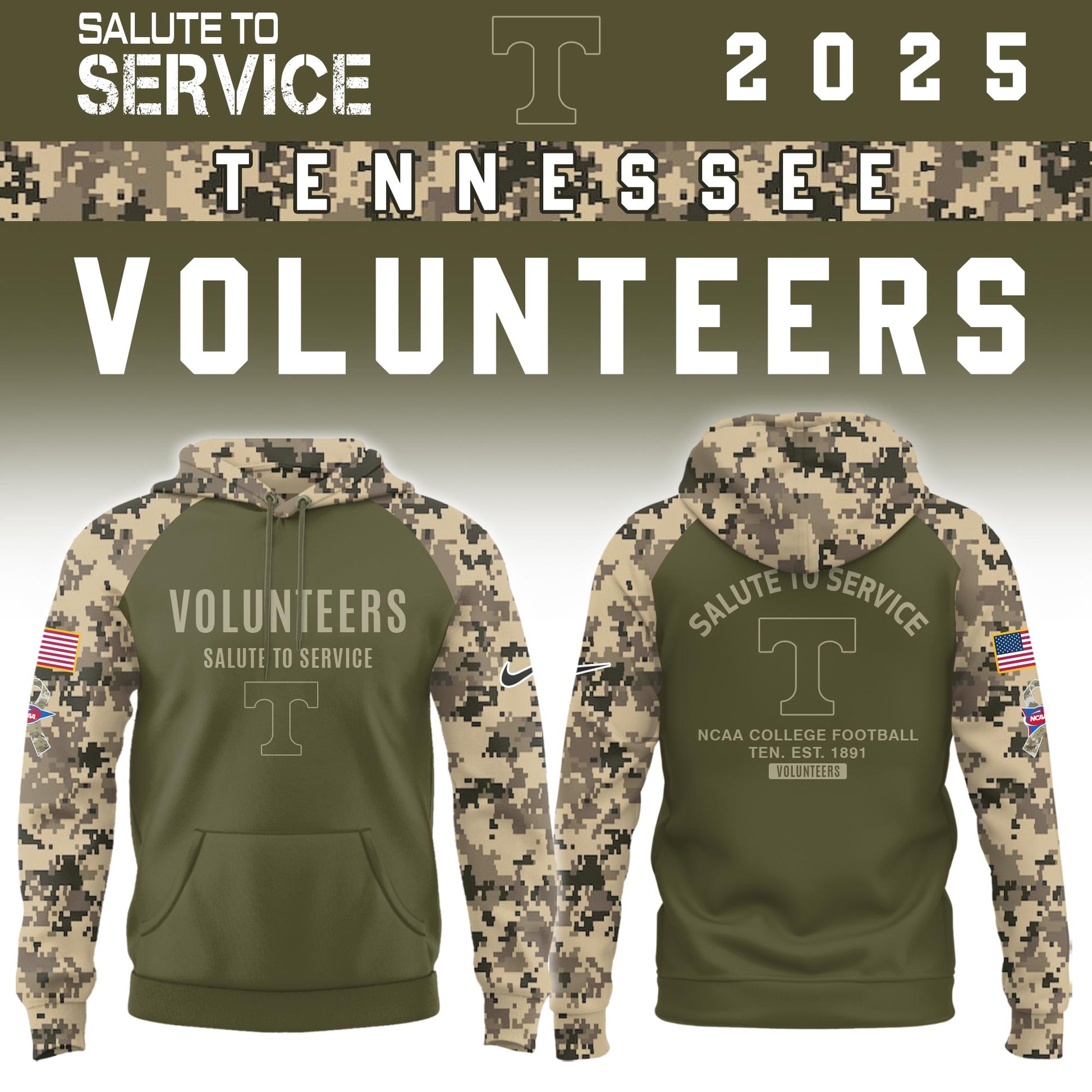 Tennessee Volunteers Salute To Service Limited Hoodie and Cap 2025 Collection