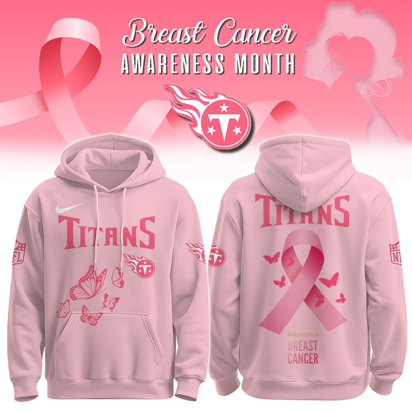 Wear It Pink 2025 - Tennessee Titans Breast Cancer Awareness Edition Hoodie