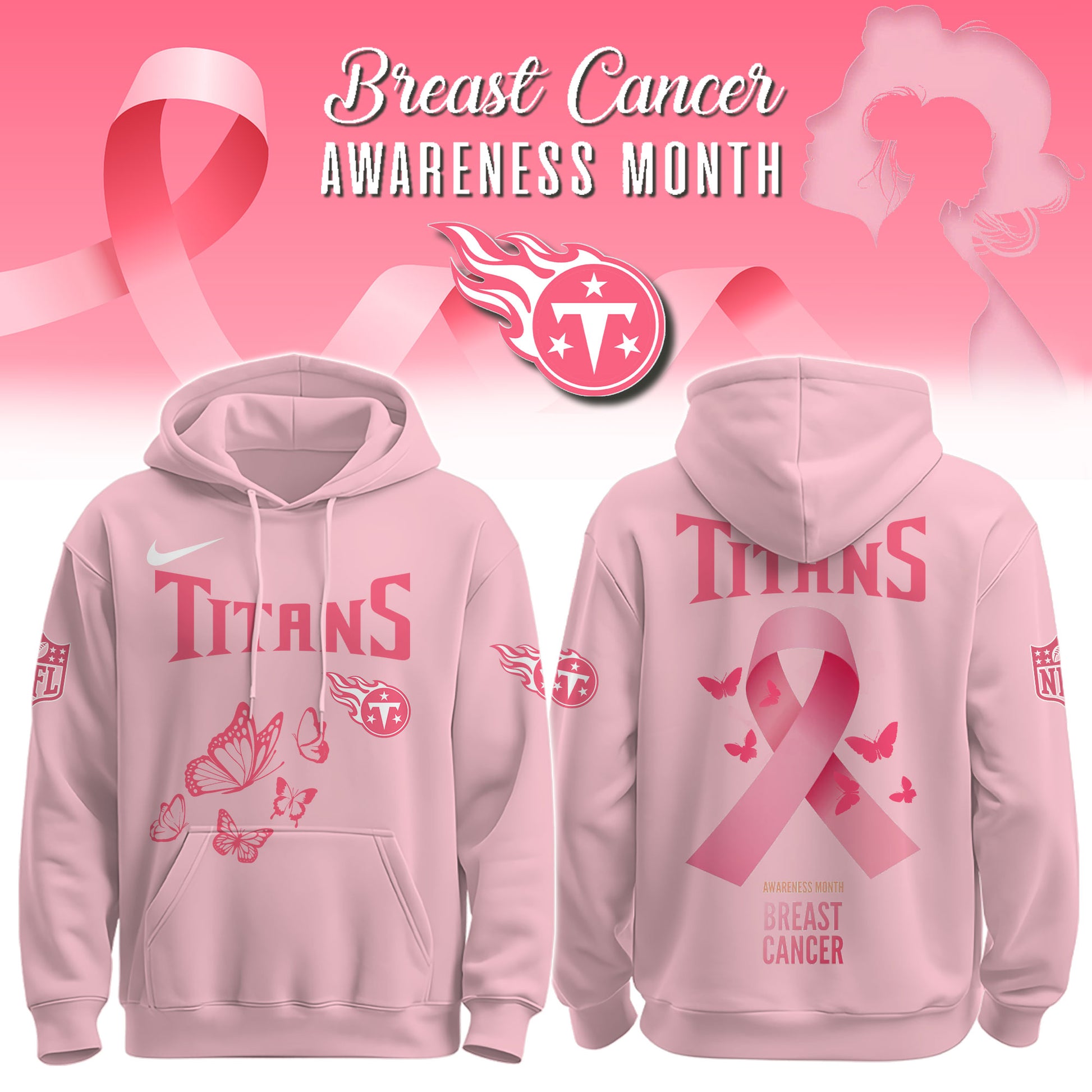 Wear It Pink 2025 - Tennessee Titans Breast Cancer Awareness Edition Hoodie