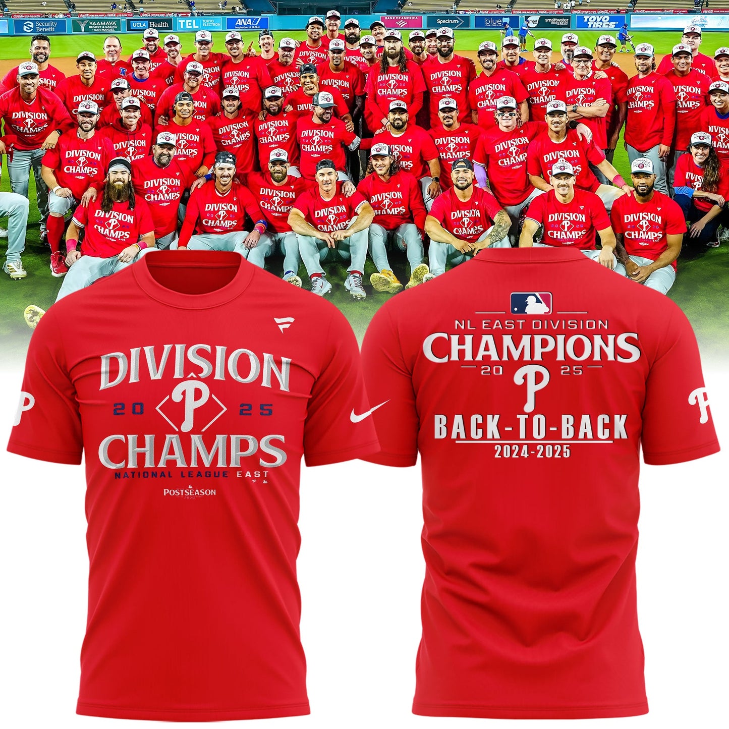 Philadelphia Phillies T-Shirt BACK-TO-BACK NL EAST CHAMPIONS