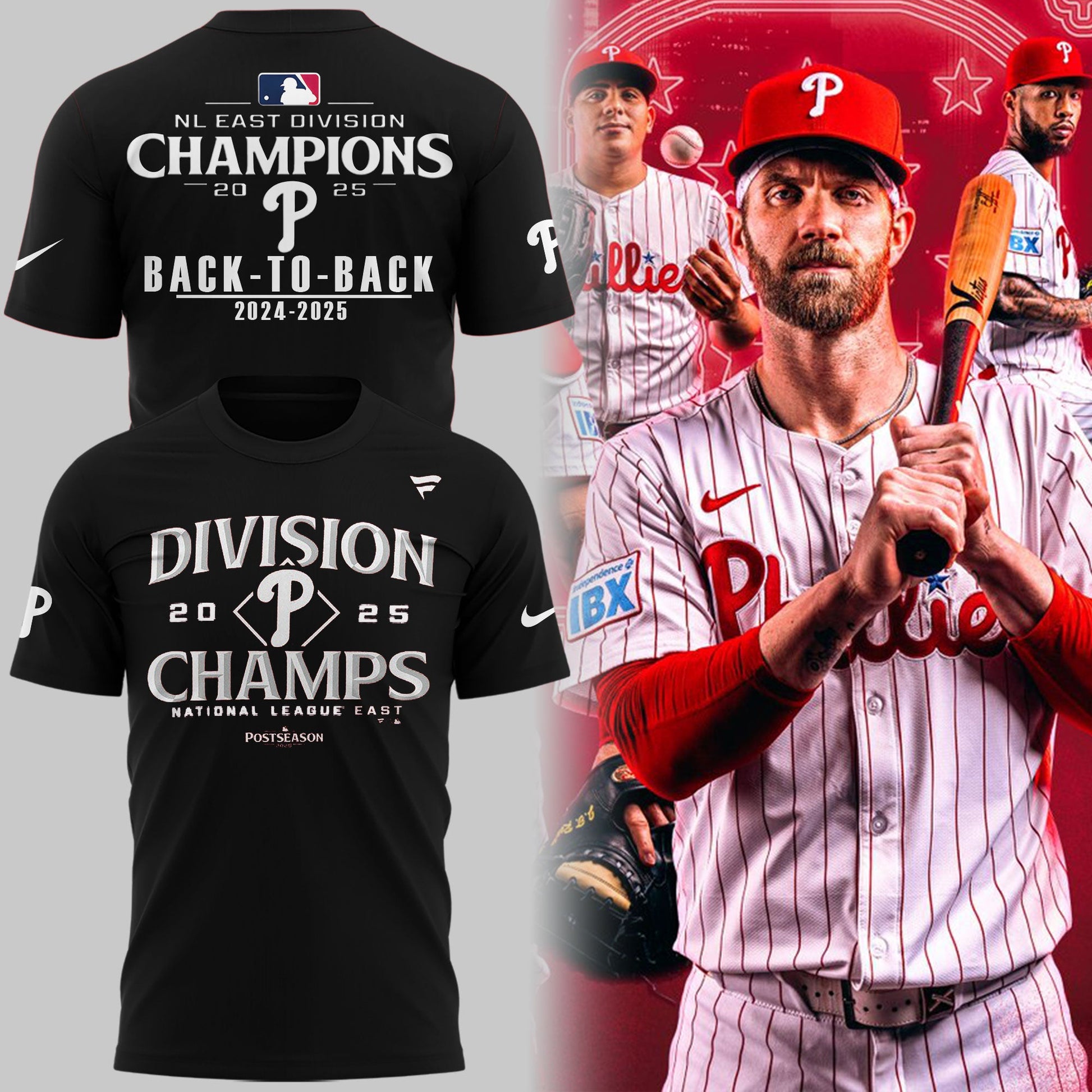 Philadelphia Phillies T-Shirt BACK-TO-BACK NL EAST CHAMPIONS