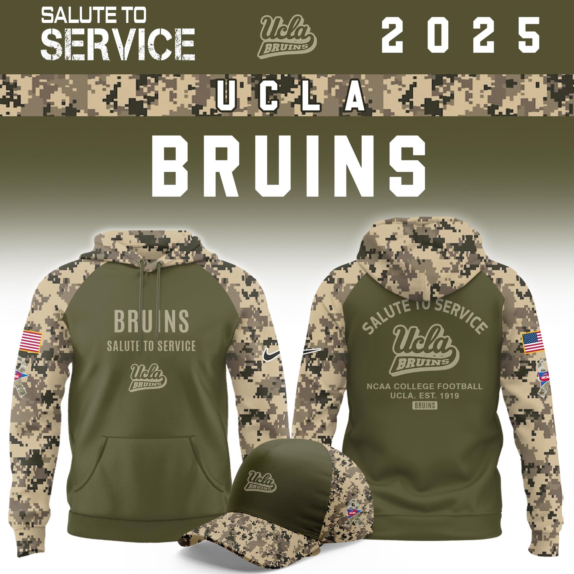UCLA Bruins Salute To Service Limited Hoodie and Cap 2025 Collection