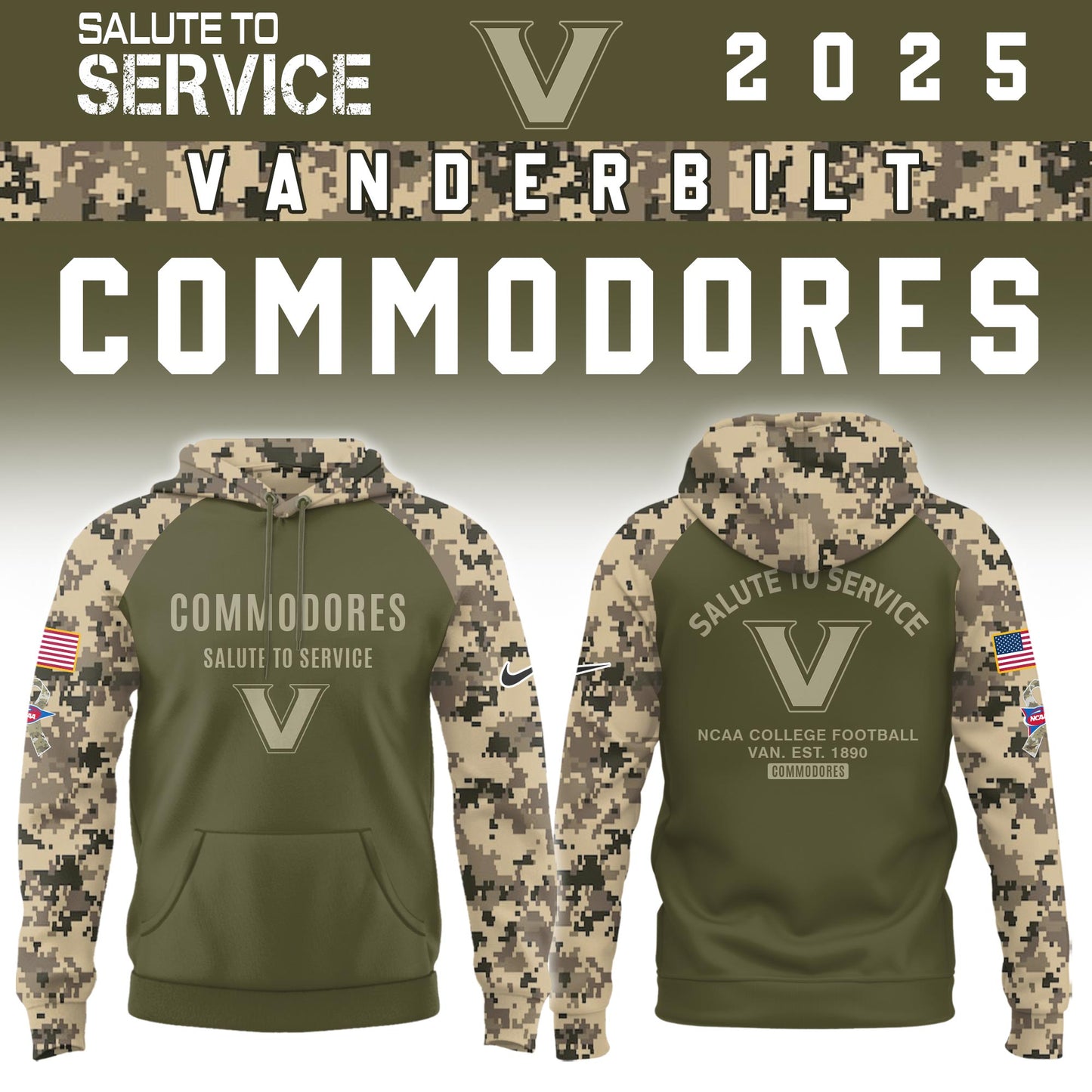 Vanderbilt Commodores Salute To Service Limited Hoodie and Cap 2025 Collection