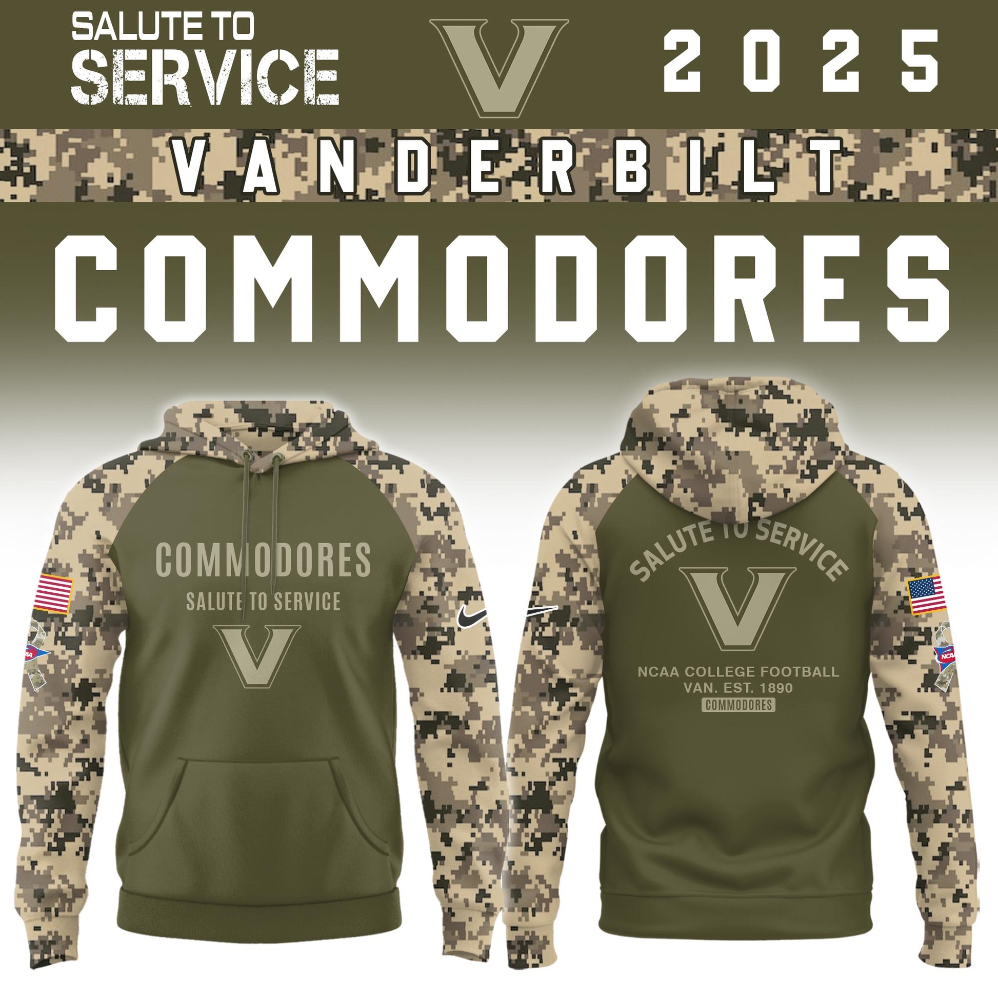 Vanderbilt Commodores Salute To Service Limited Hoodie and Cap 2025 Collection