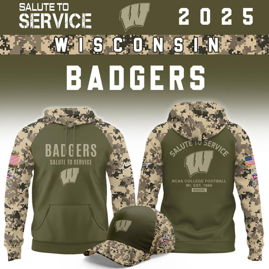 Wisconsin Badgers Salute To Service Limited Hoodie and Cap 2025 Collection
