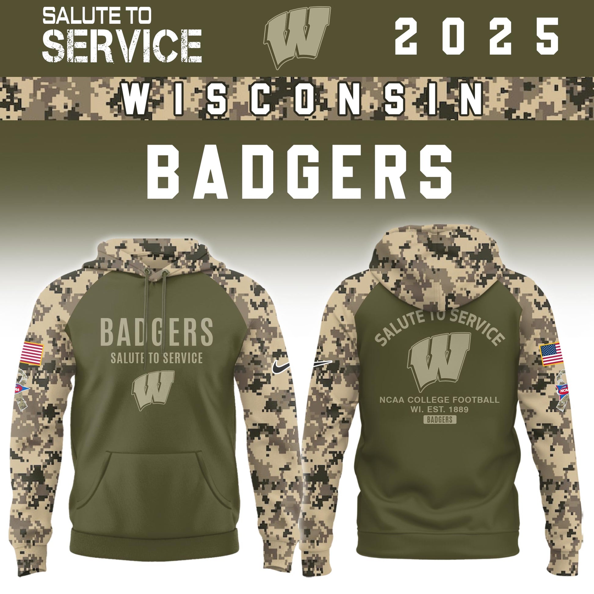 Wisconsin Badgers Salute To Service Limited Hoodie and Cap 2025 Collection