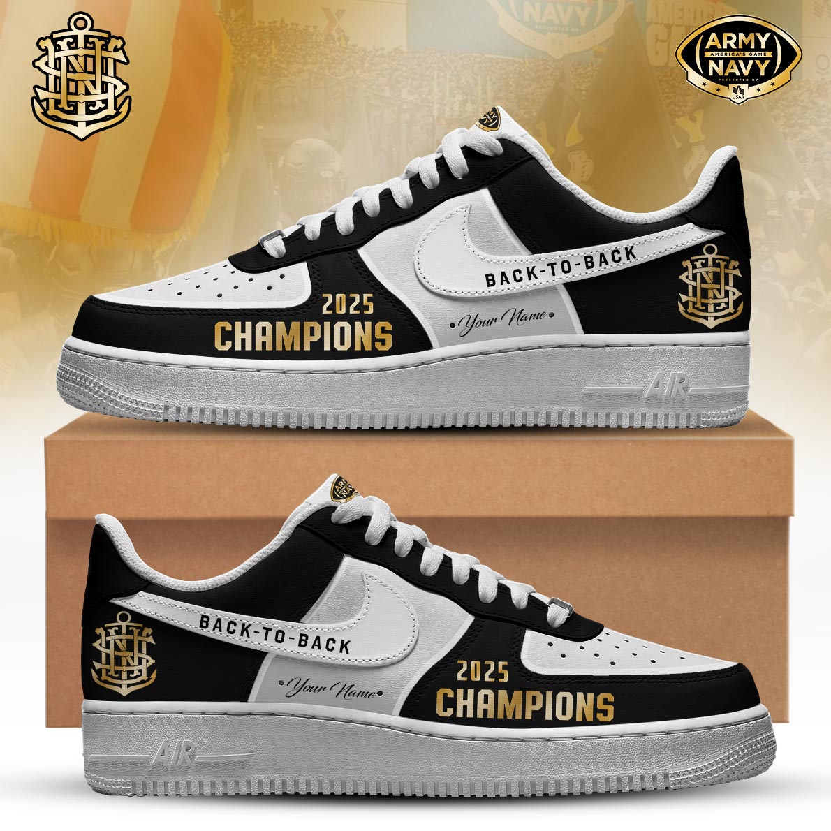 Navy Midshipmen Special Back to Back CIC trophy Champions 2025 AF1 Low Top Sneakers