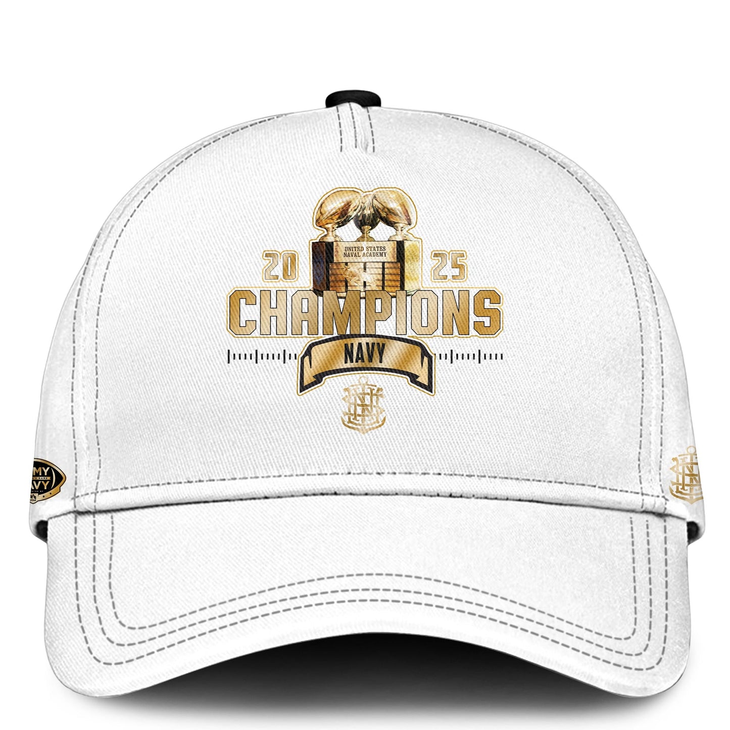 Navy Midshipmen T-Shirt – Back-to-Back CIC Trophy Champions 2025 Combo T-Shirt - Golden White