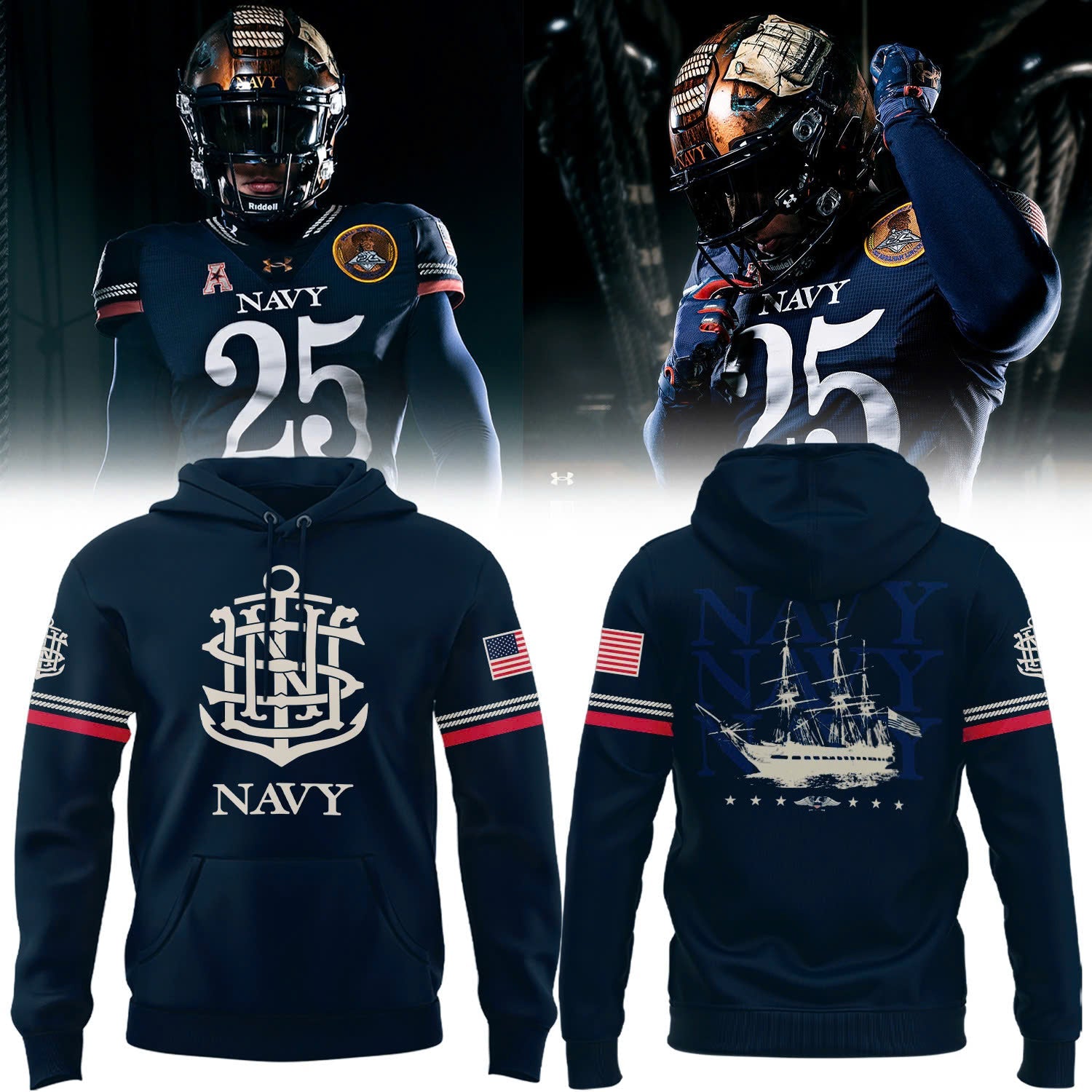Navy Midshipmen 250th Anniversary Uniform Sideline Collection Replica Hoodie