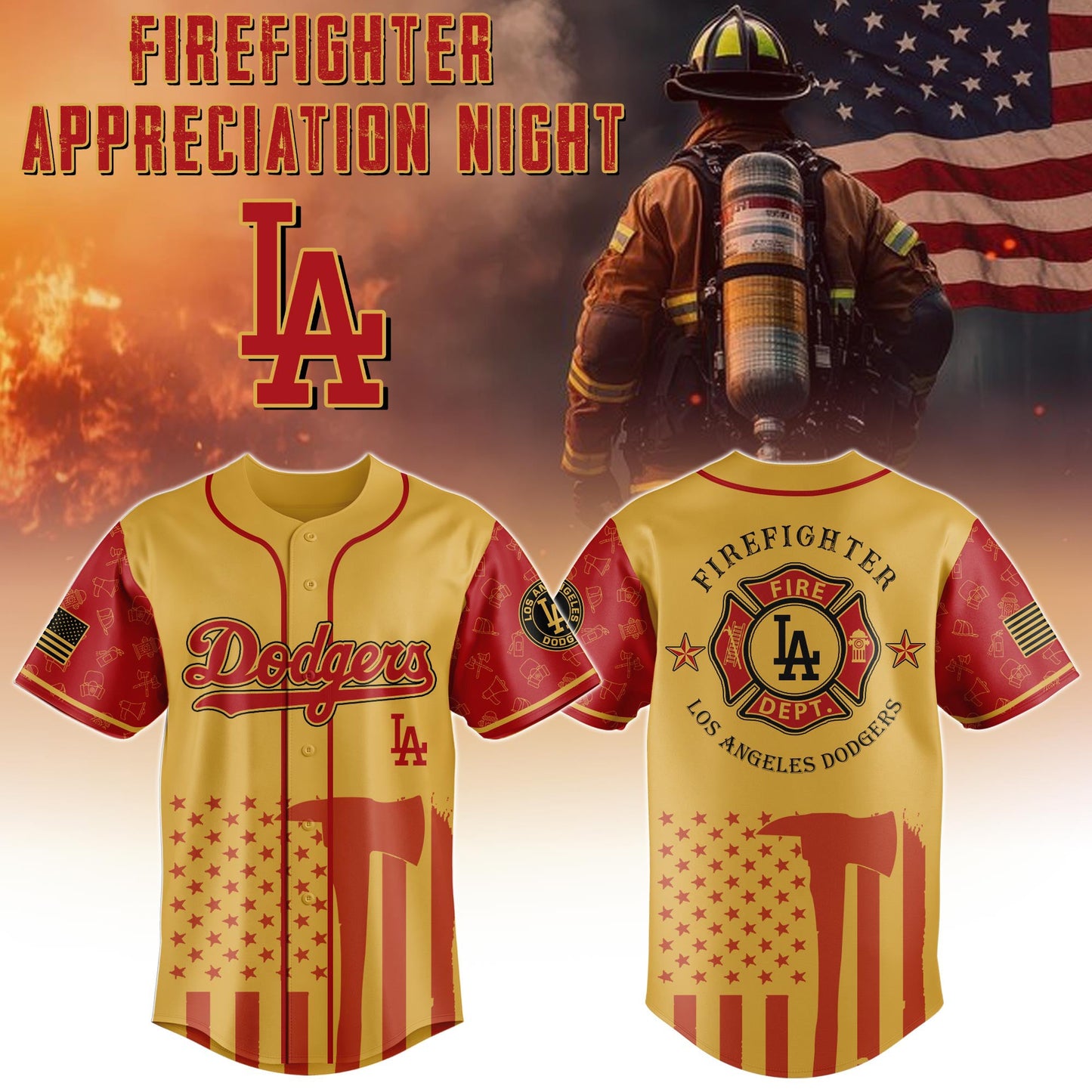 Los Angeles Dodgers Baseball Jersey x Firefighter Appreciation Night Special Edition 2025