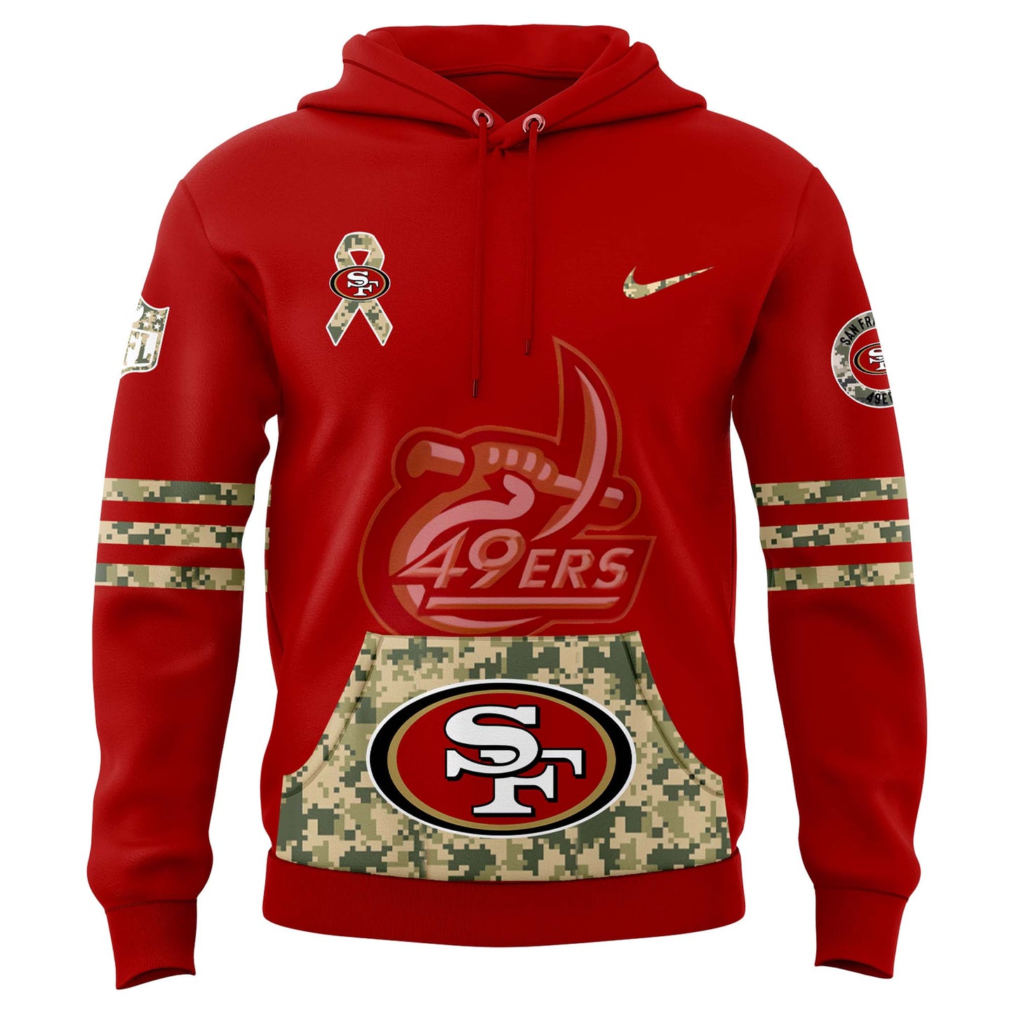 Premium San Francisco 49ers Gear - San Francisco 49ers 2024 Salute to Service featuring George Kittle's Signature Hoodie - Gear Up For Big Game - High-End SF 49ers Merch