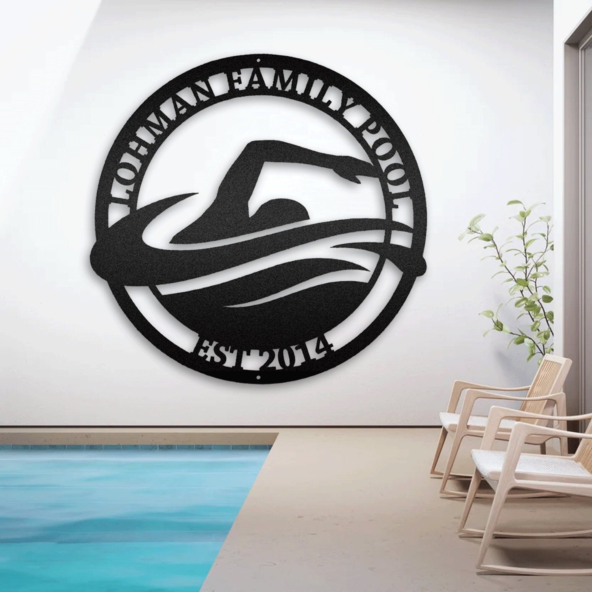 The Swimmer Customized Metal Wall Art With LED, Perfect Choice Swimming Pool Decoration, Personalized Pool & Patio Metal Sign, Gift Family.1