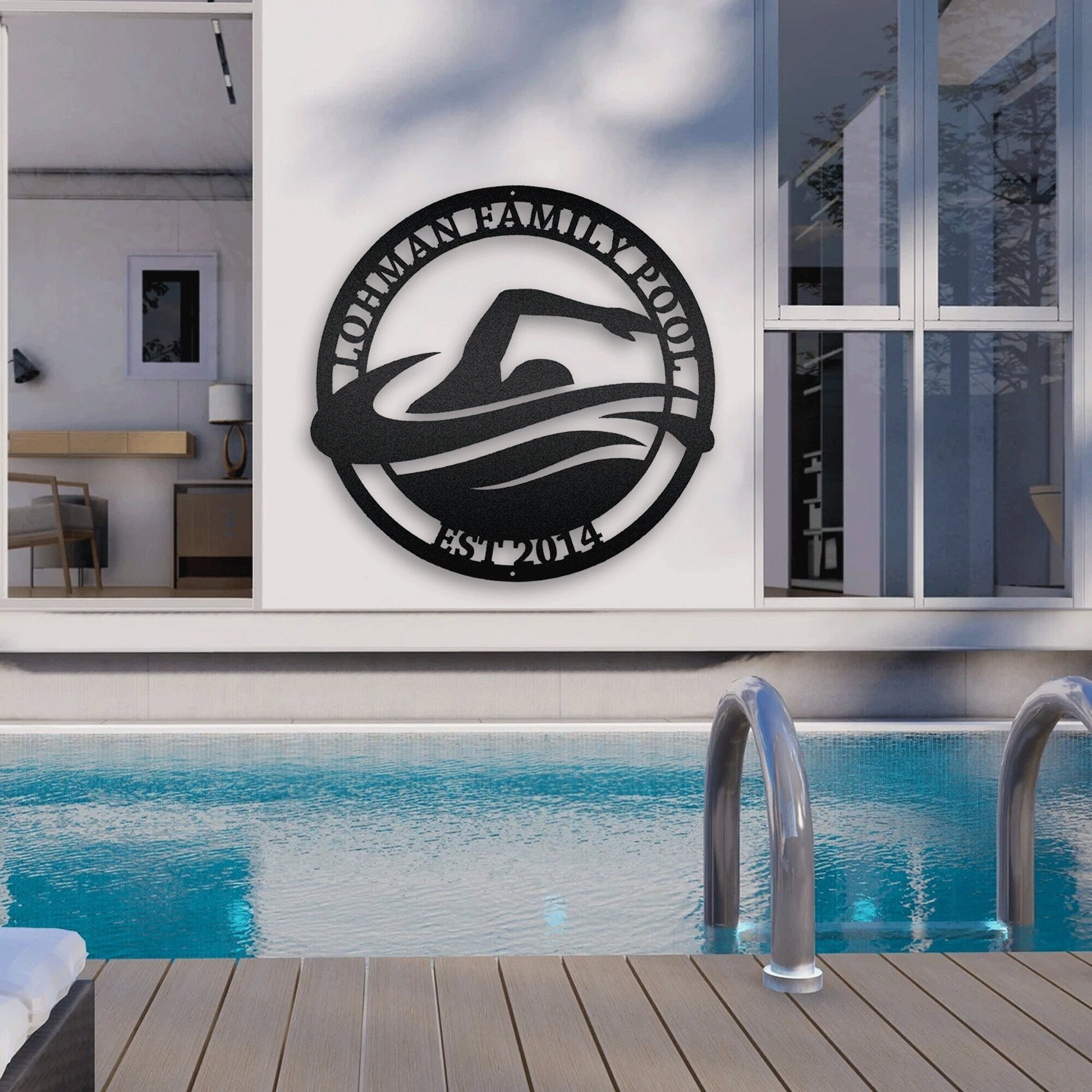 The Swimmer Customized Metal Wall Art With LED, Perfect Choice Swimming Pool Decoration, Personalized Pool & Patio Metal Sign, Gift Family.1