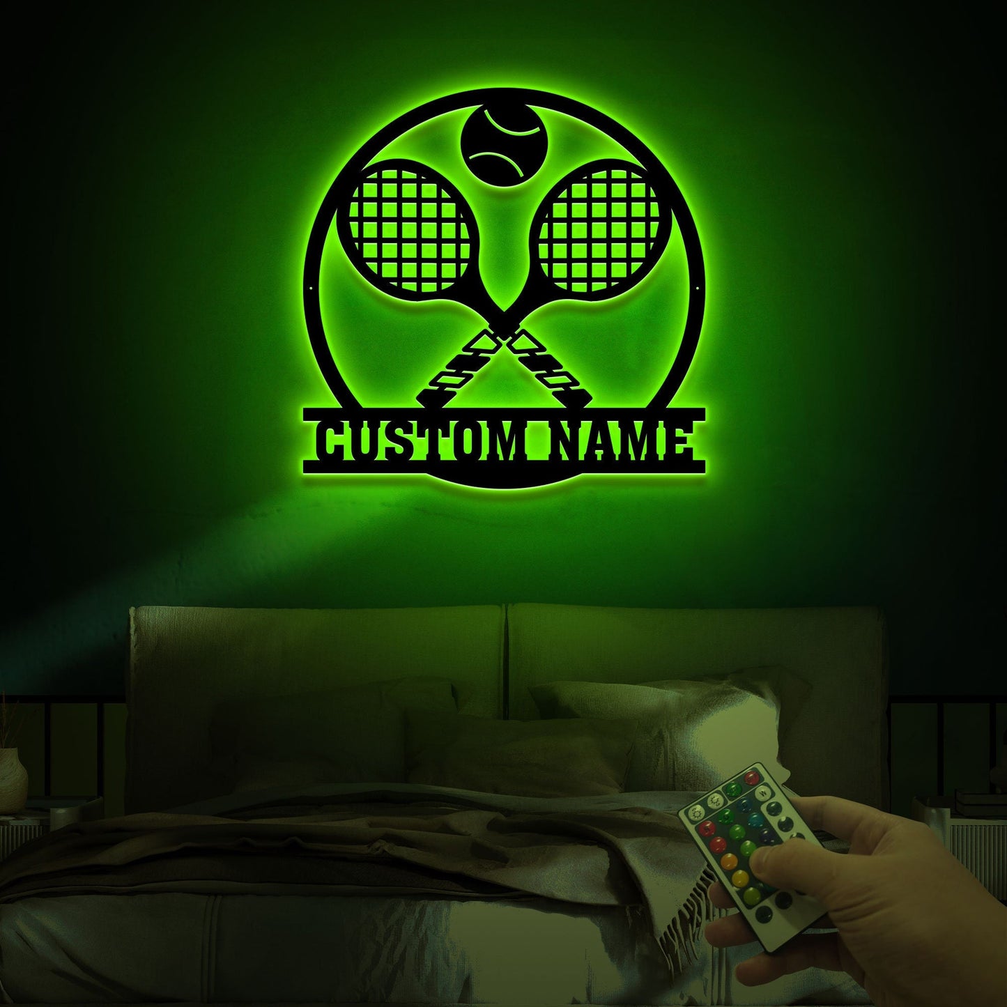 Tennis Metal Wall Art with Led Light, Tennis Gifts for Team, Tennis Coach Gift, Metal Sports Sign Tennis Player Name Sign, Tennis Home Decor