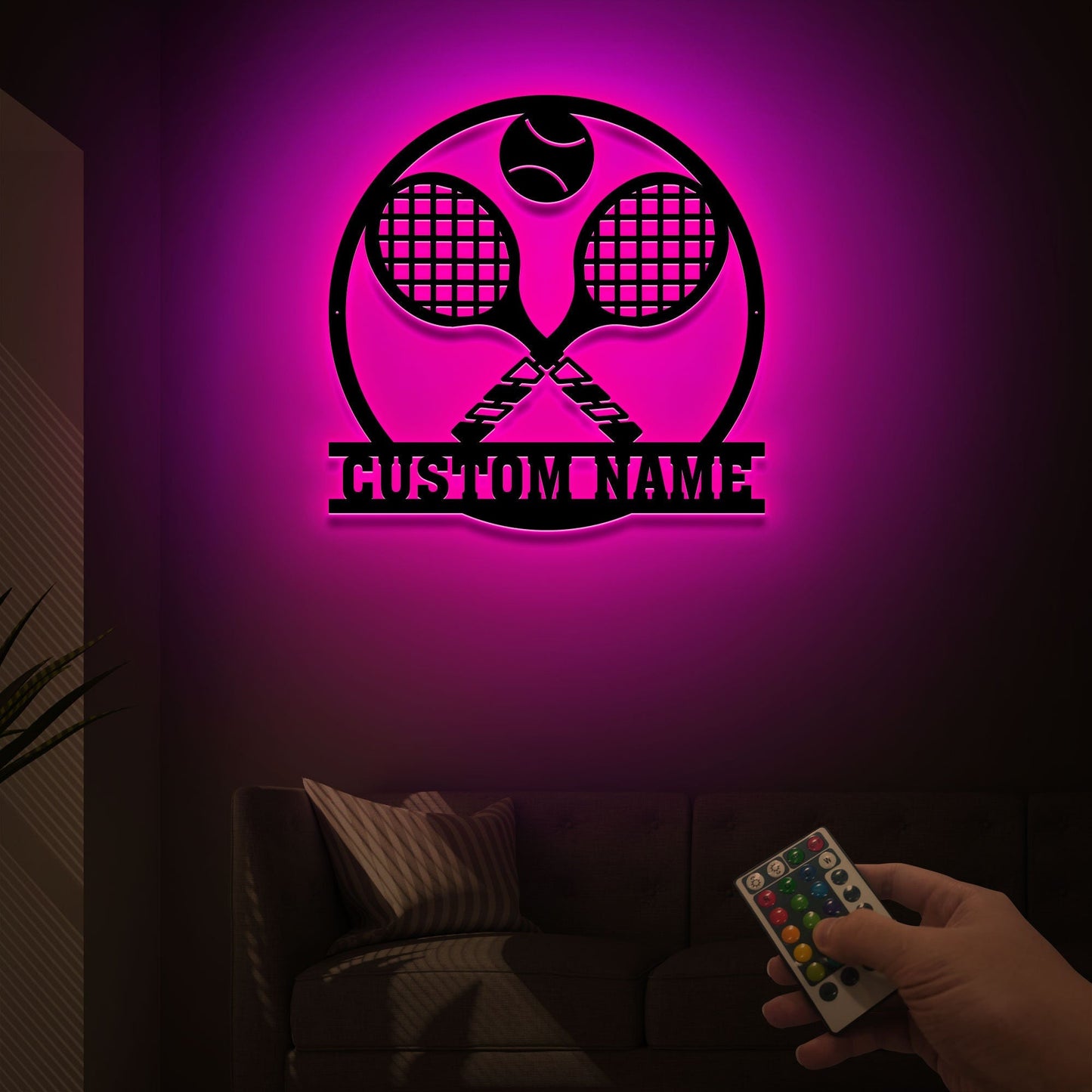 Tennis Metal Wall Art with Led Light, Tennis Gifts for Team, Tennis Coach Gift, Metal Sports Sign Tennis Player Name Sign, Tennis Home Decor