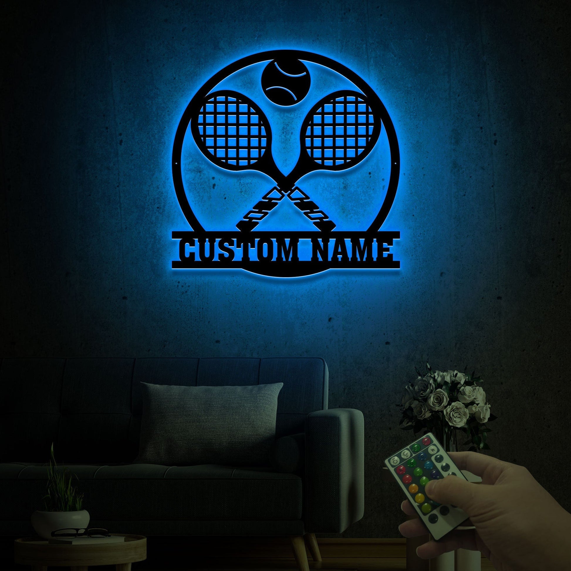 Tennis Metal Wall Art with Led Light, Tennis Gifts for Team, Tennis Coach Gift, Metal Sports Sign Tennis Player Name Sign, Tennis Home Decor