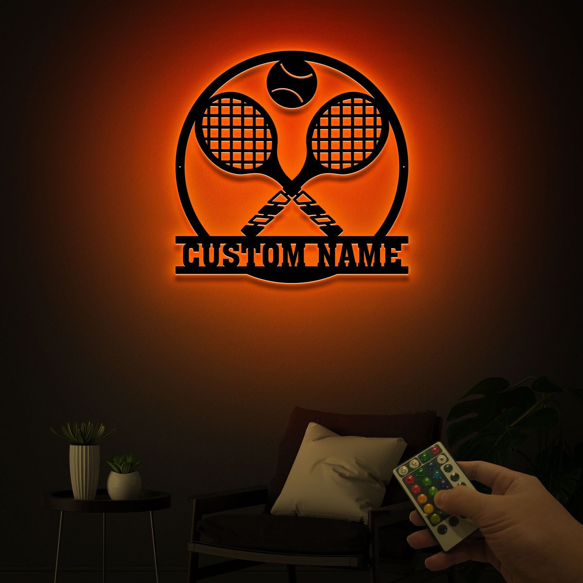 Tennis Metal Wall Art with Led Light, Tennis Gifts for Team, Tennis Coach Gift, Metal Sports Sign Tennis Player Name Sign, Tennis Home Decor