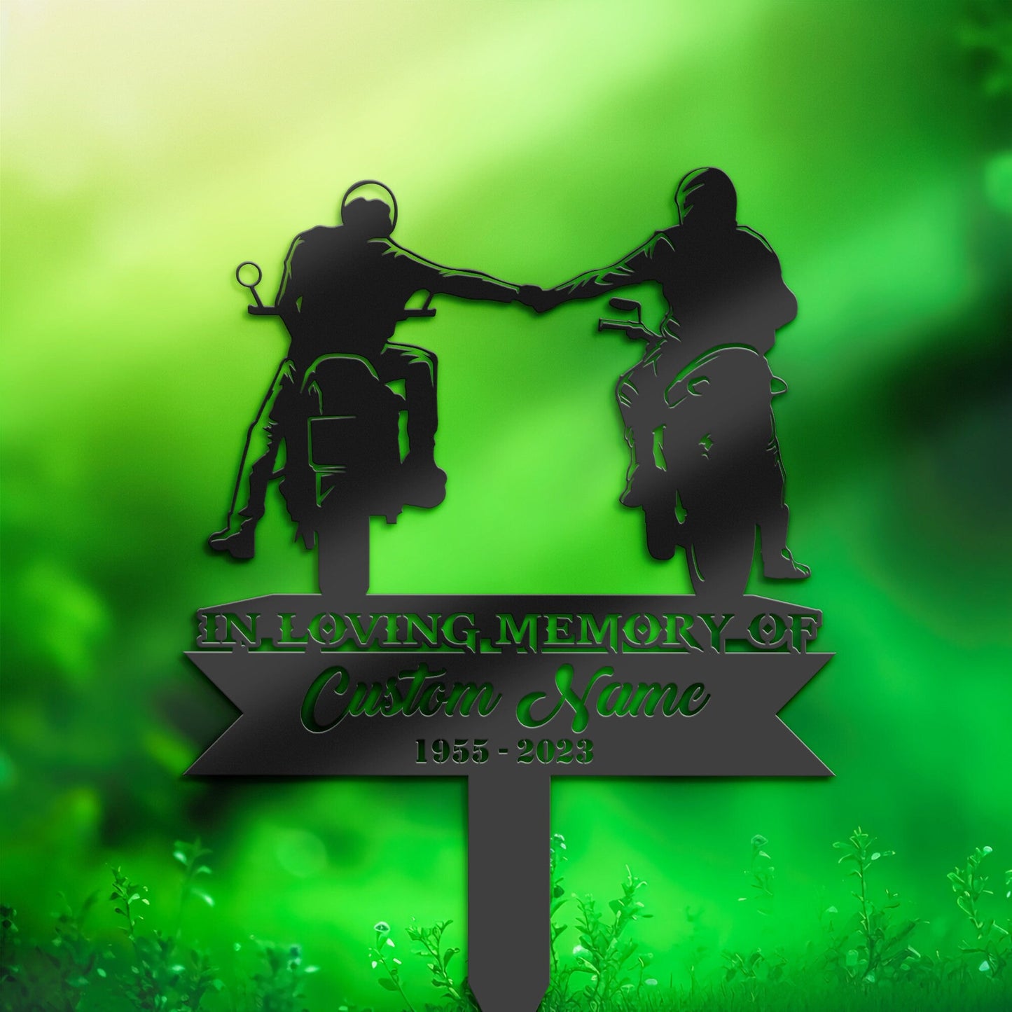 Personalized Biker Motocycle rider Memorial Stake, Metal Stake, Sympathy Sign, Grave Marker, Remembrance Stake