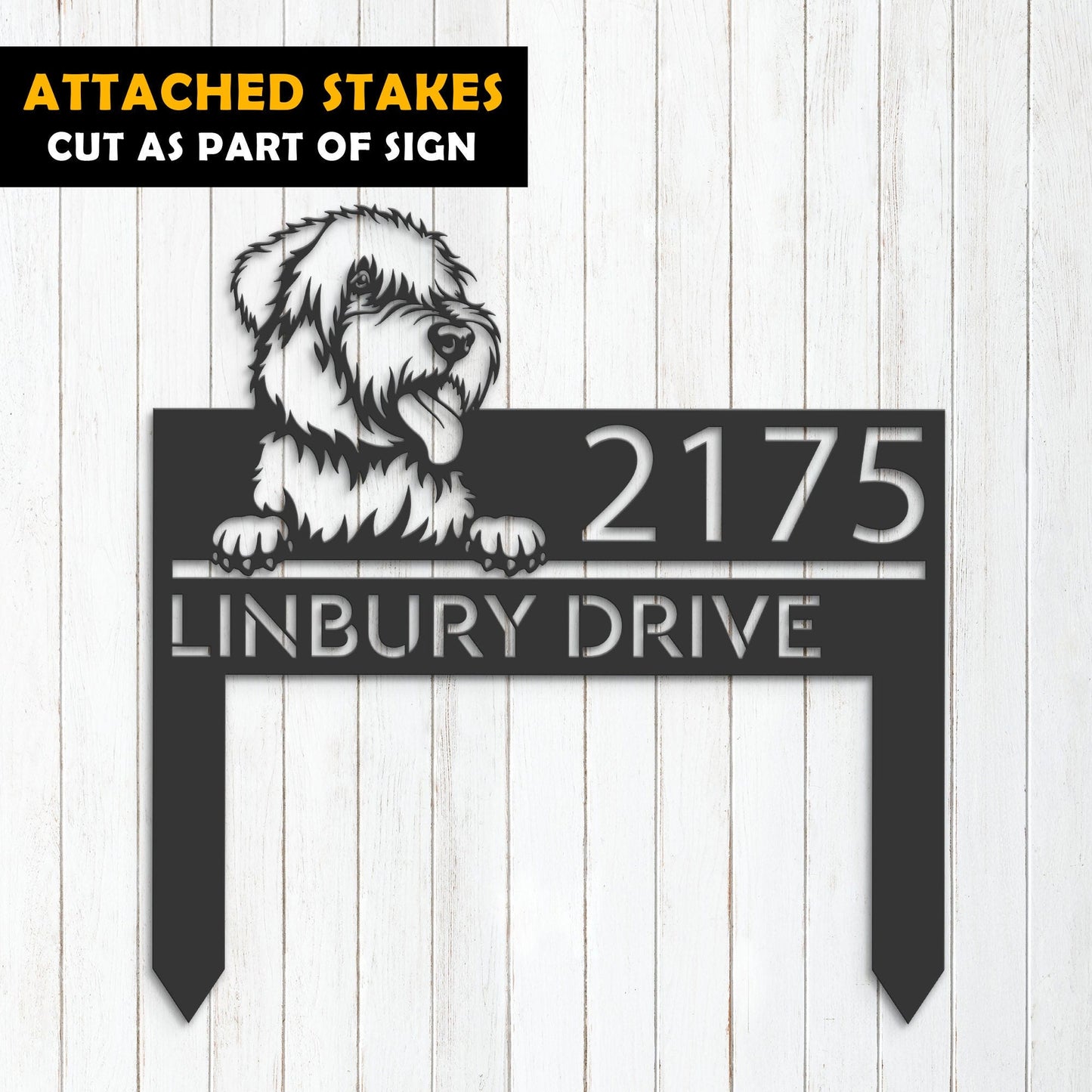 Personalized Wheaten Terrier dog, Puppy Metal Address Sign House number Hanging Address Plaque Yard Sign Outdoor decor Garden Stake