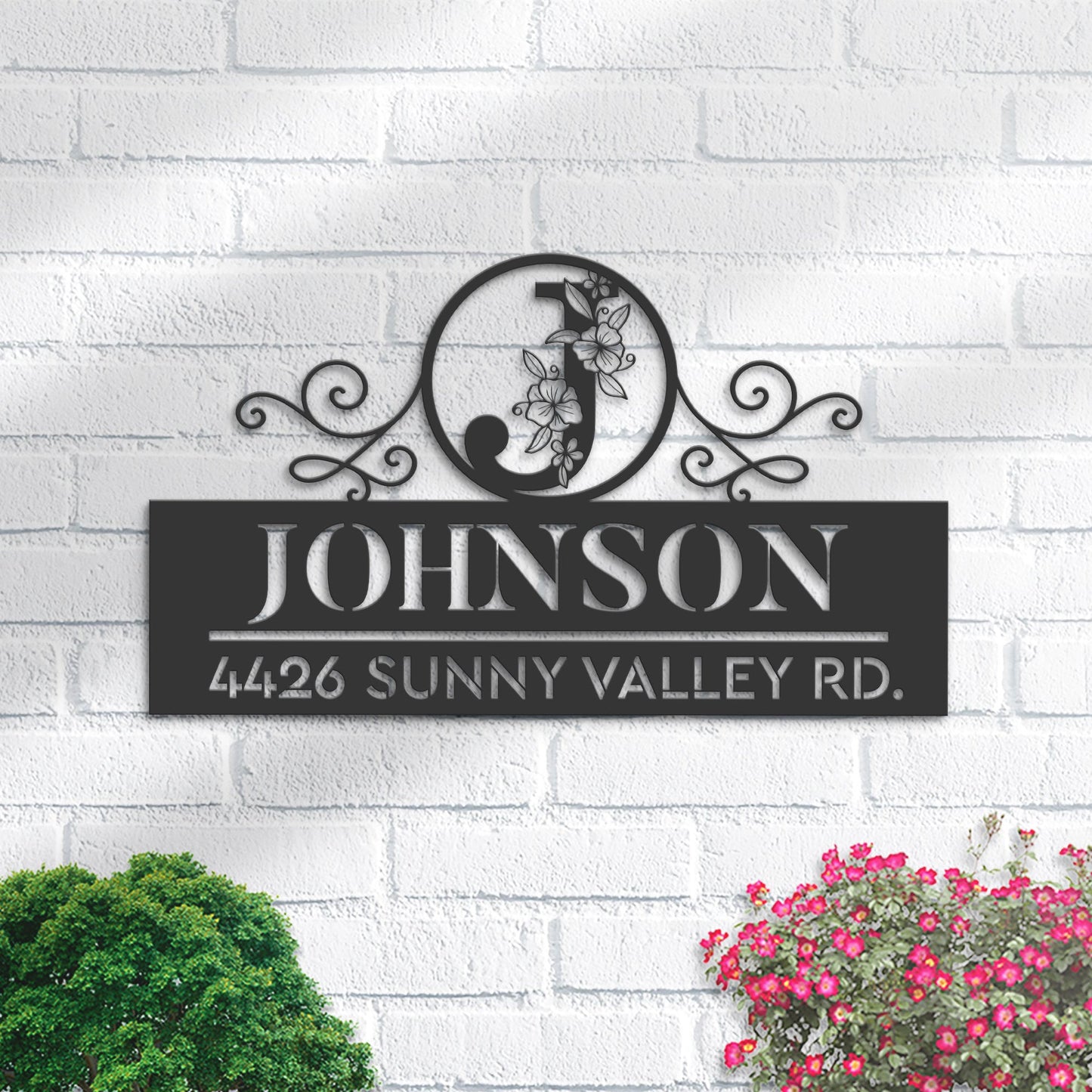 Personalized Monogram Letters family name Metal Address Sign House number Hanging Address Plaque Yard Sign Outdoor decor Garden Stake S39