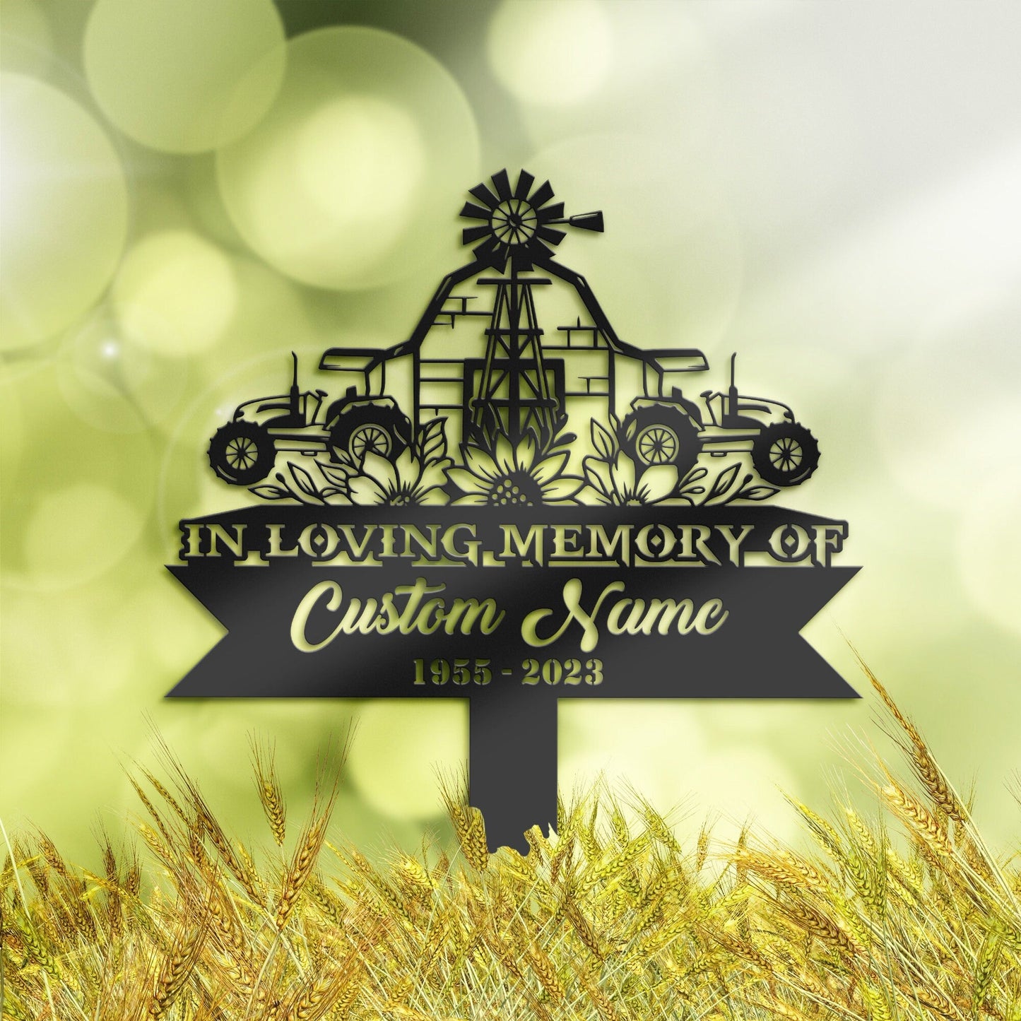 Personalized Farming with flower farmer Memorial Stake, Metal Stake, Sympathy Sign, Grave Marker, Remembrance Stake