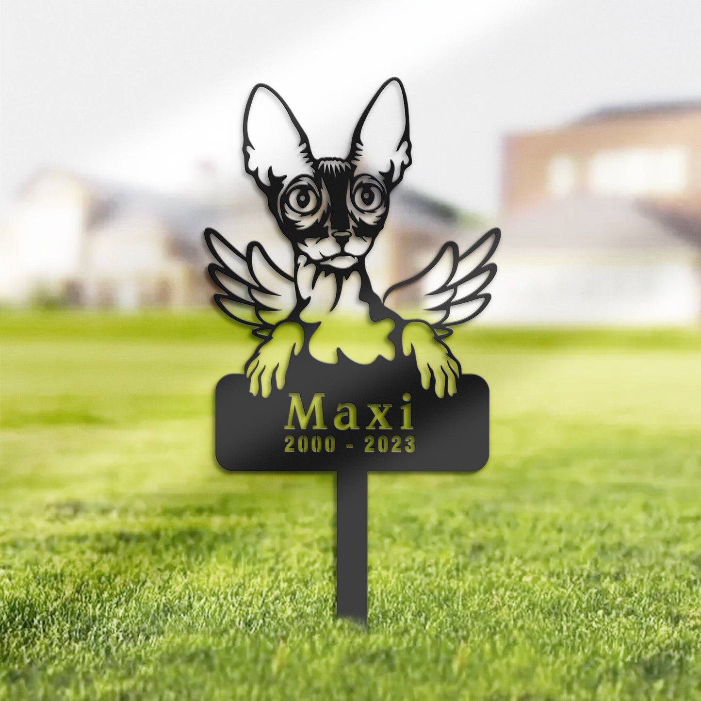 Personalized Cornish rex Cat Memorial Stake, Metal Stake, Sympathy Sign, Pet Grave Marker, Remembrance Stake