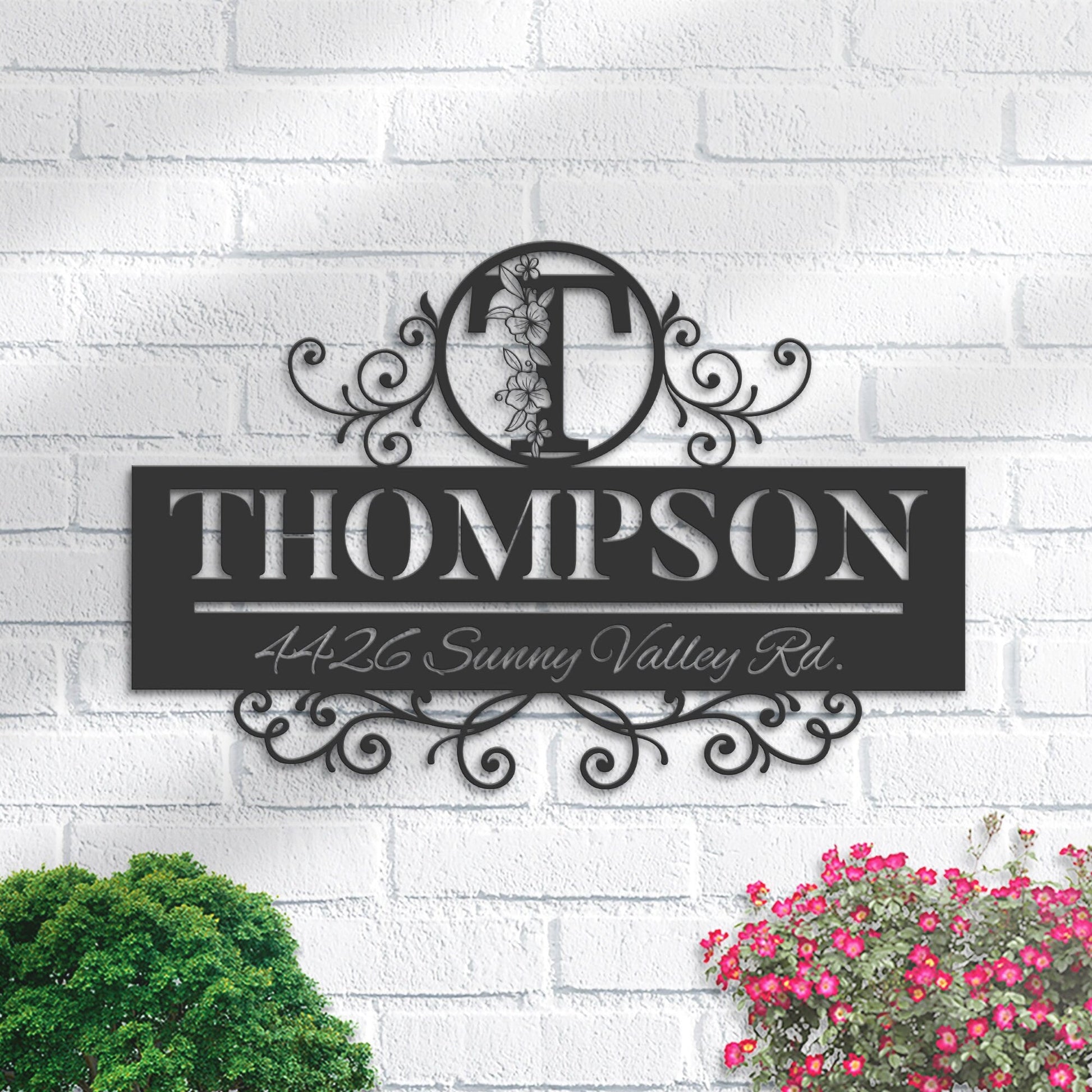 Personalized Monogram Letters family name Metal Address Sign House number Hanging Address Plaque Yard Sign Outdoor decor Garden Stake S5