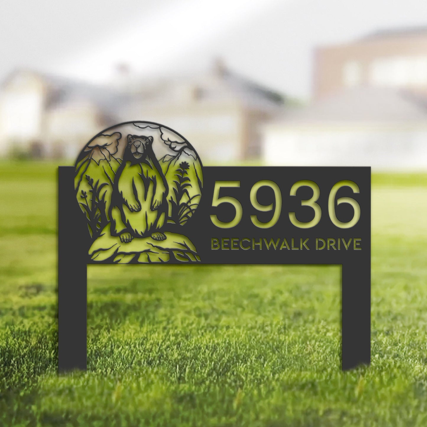 Personalized Badger Wild animal wildlife Metal Address Sign | Hanging Address Plaque | Yard Sign, Outdoor Sign | Garden Stake