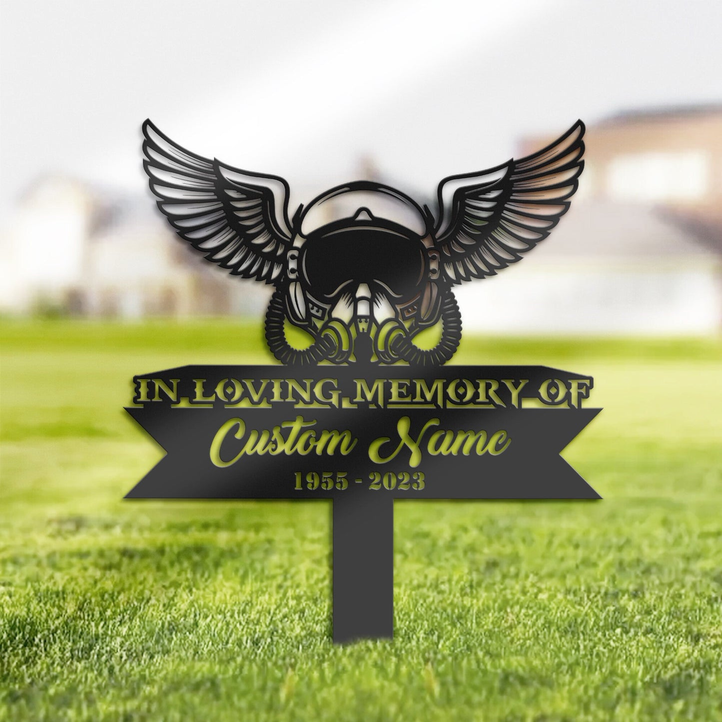 Personalized Pilot aviator Memorial Stake, Metal Stake, Sympathy Sign, Grave Marker, Remembrance Stake