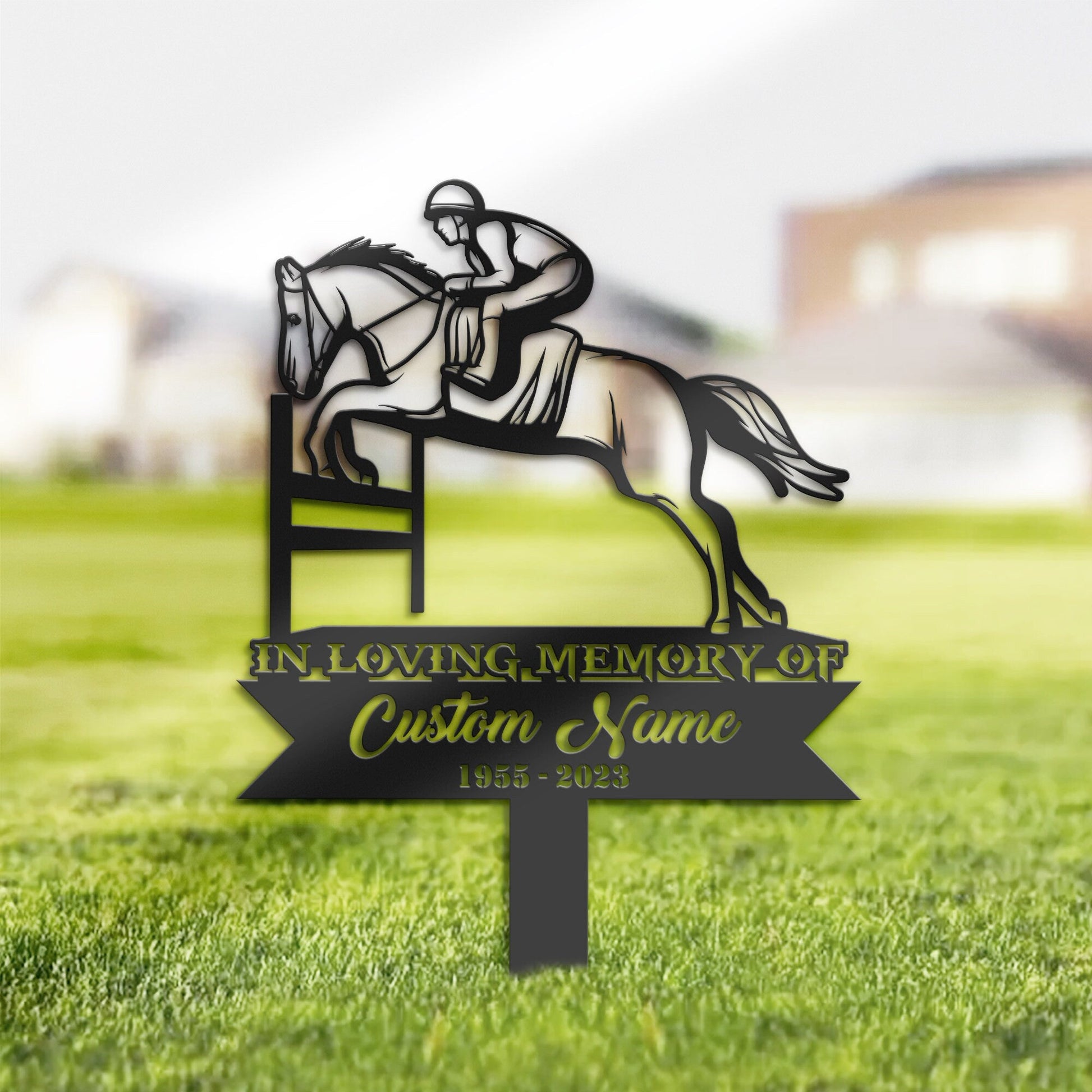 Personalized Horse racing racer horse rider Memorial Stake, Metal Stake, Sympathy Sign, Grave Marker, Remembrance Stake