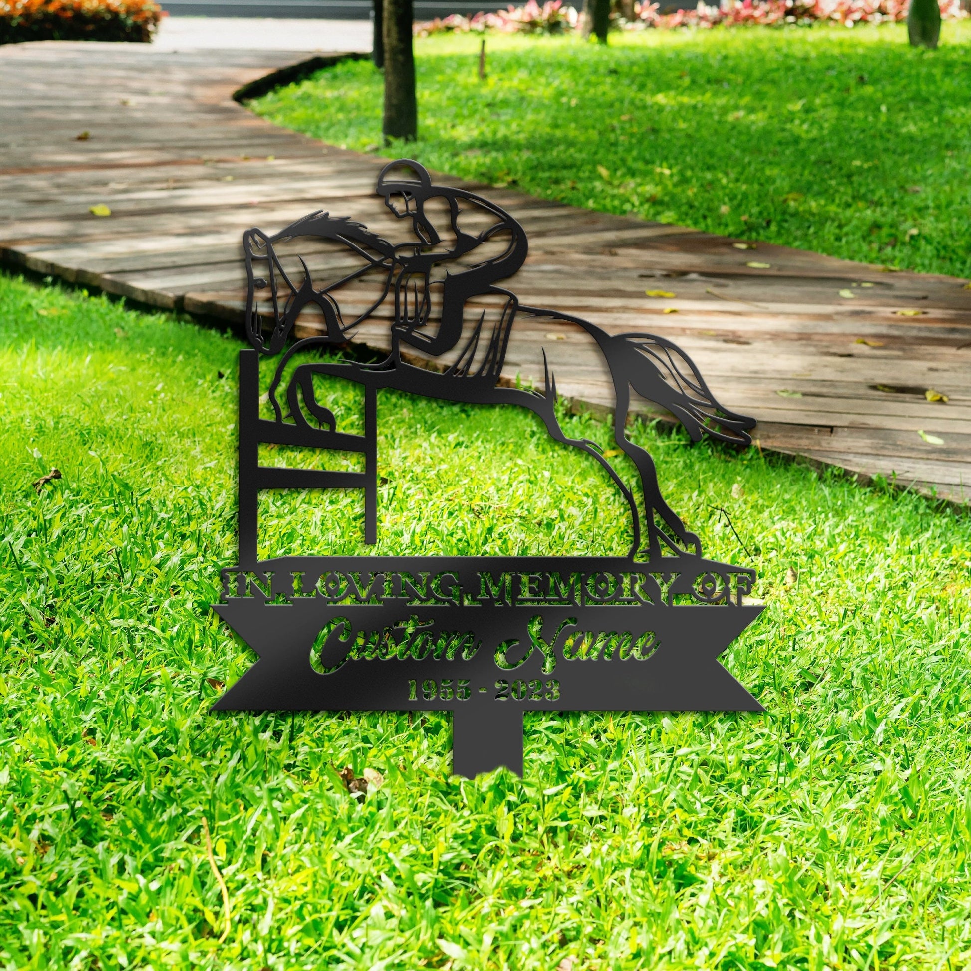 Personalized Horse racing racer horse rider Memorial Stake, Metal Stake, Sympathy Sign, Grave Marker, Remembrance Stake