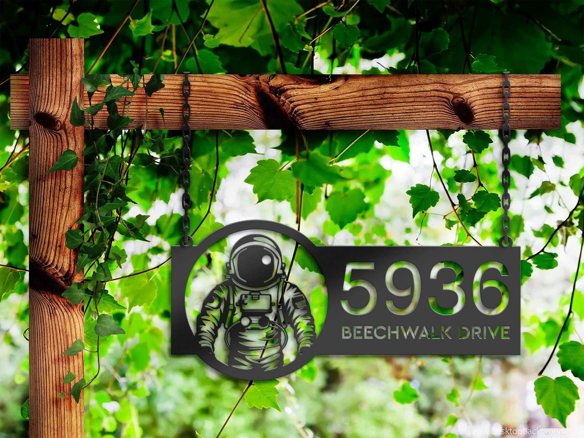 Personalized Astronaut Spaceman Metal Address Sign Custom House number Hanging Address Plaque Yard Sign, Outdoor Garden Stake