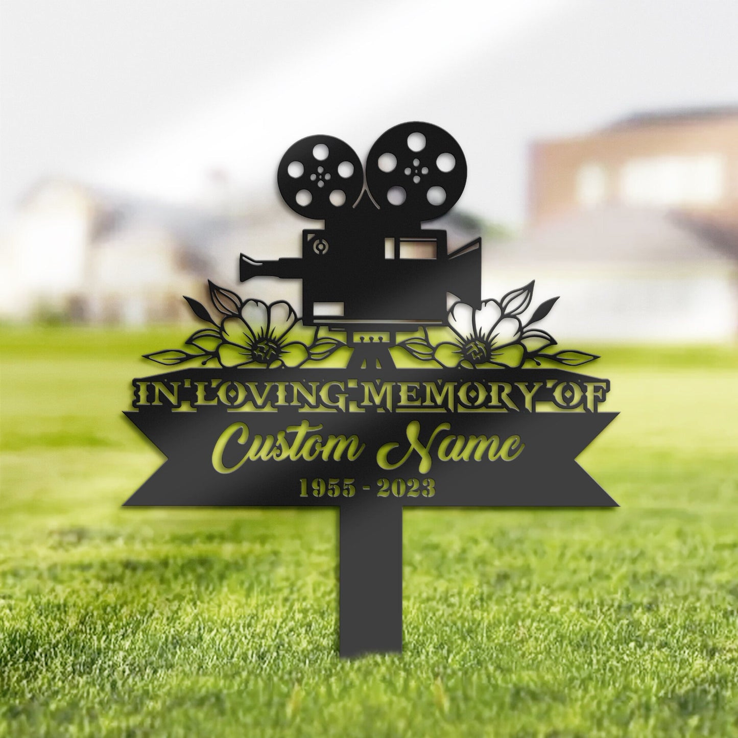 Personalized Videographer Cameraman movie maker Memorial Stake, Metal Stake, Sympathy Sign, Grave Marker, Remembrance Stake