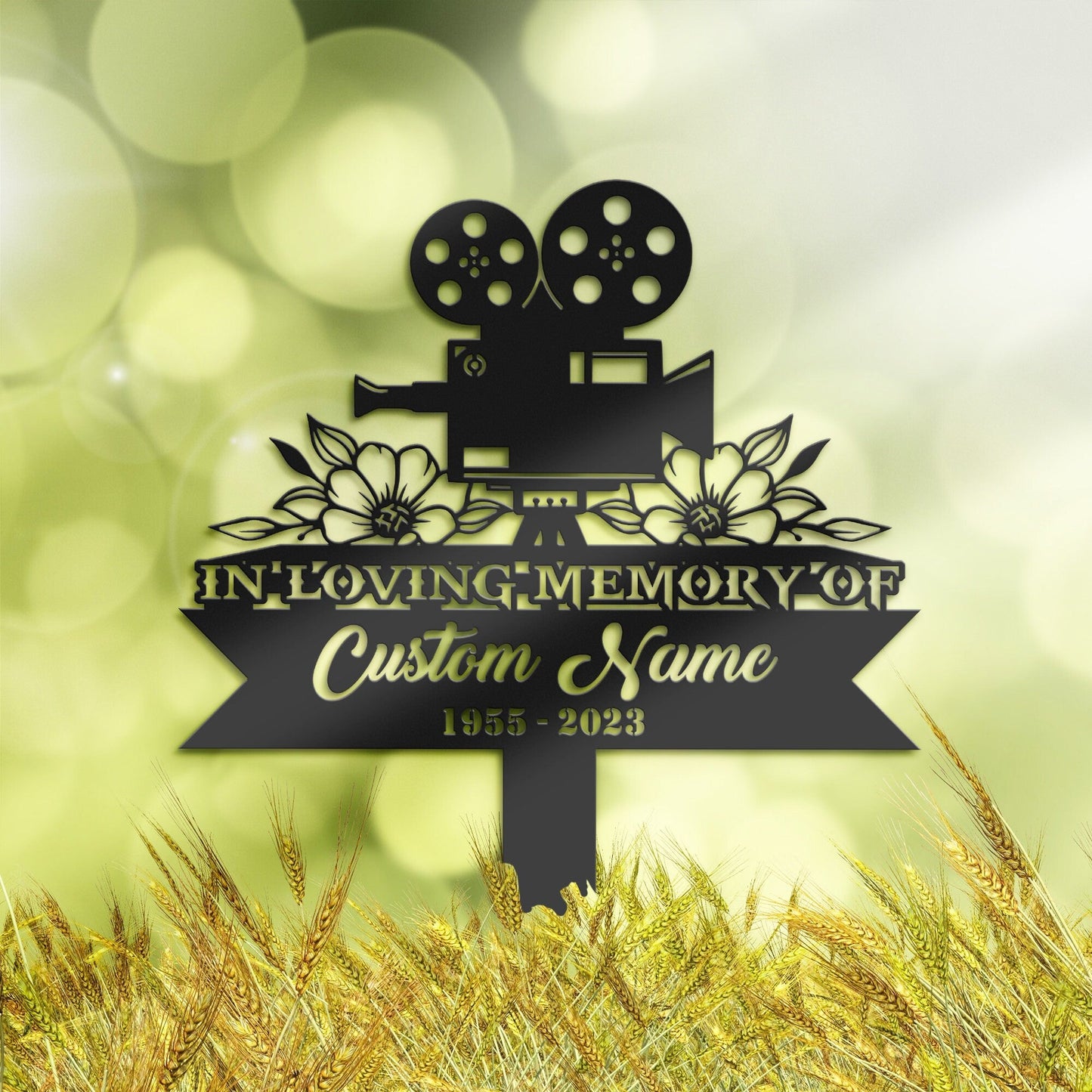 Personalized Videographer Cameraman movie maker Memorial Stake, Metal Stake, Sympathy Sign, Grave Marker, Remembrance Stake