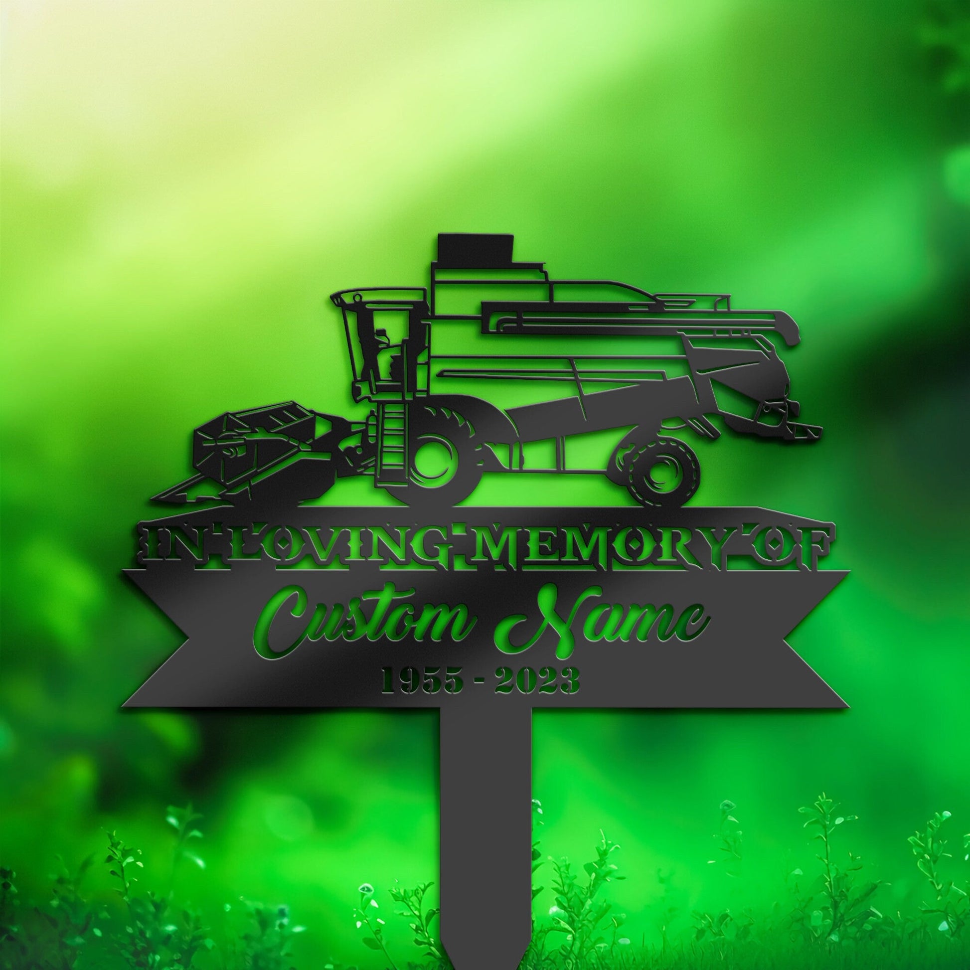 Personalized Harvester, Combine - Farm Tractor farmer Memorial Stake, Metal Stake, Sympathy Sign, Grave Marker, Remembrance Stake