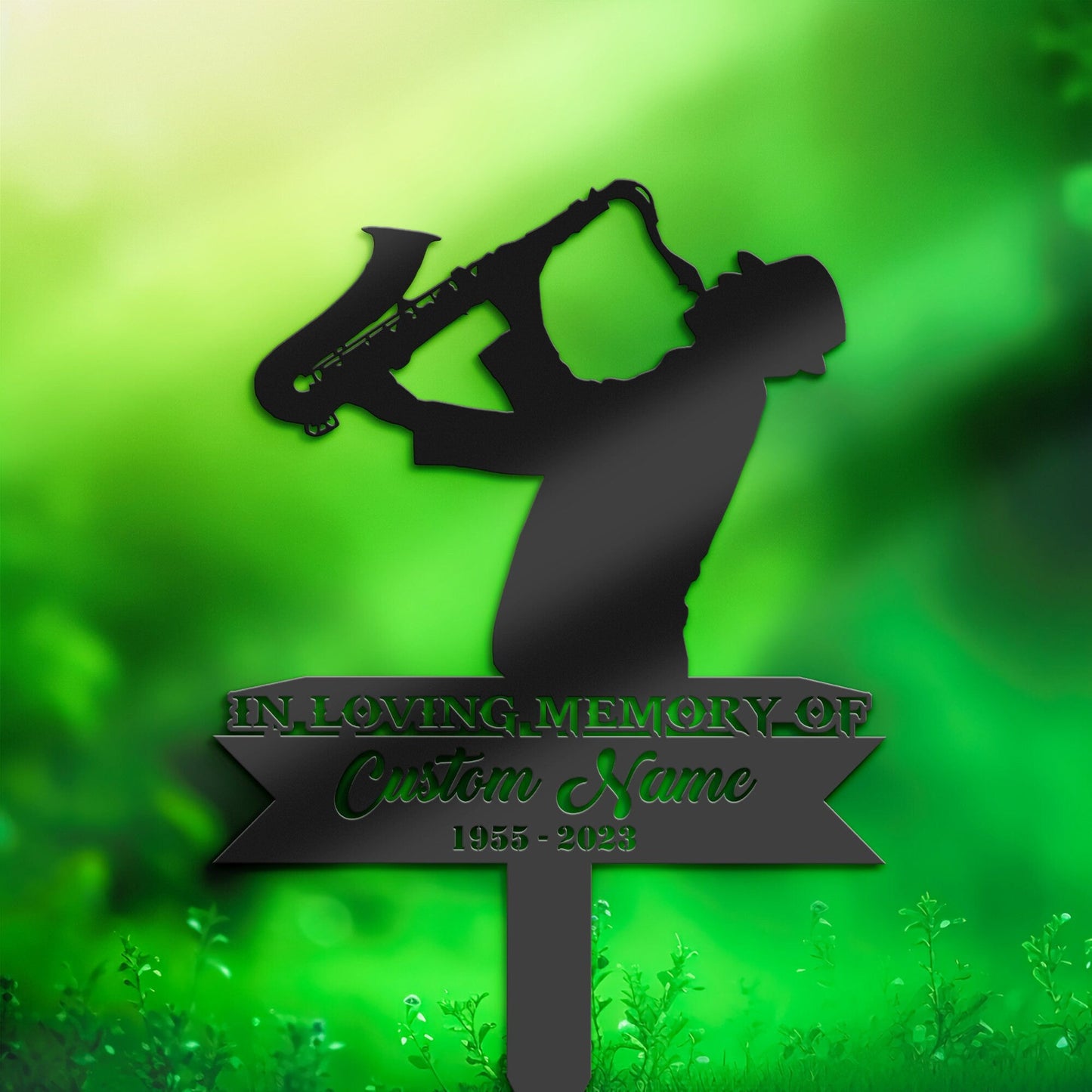 Personalized Saxophone player Jazz musician Memorial Stake, Metal Stake, Sympathy Sign, Grave Marker, Remembrance Stake