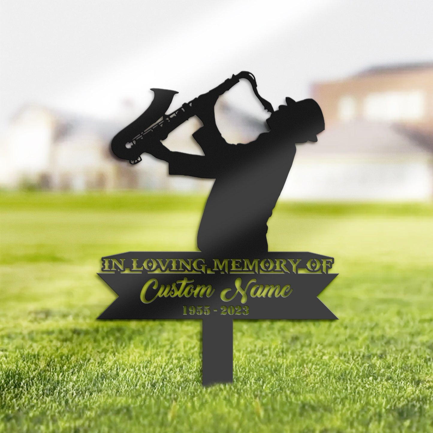 Personalized Saxophone player Jazz musician Memorial Stake, Metal Stake, Sympathy Sign, Grave Marker, Remembrance Stake