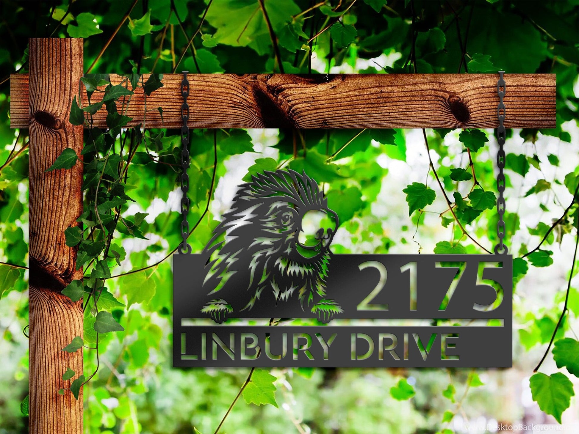 Personalized Peeking Porcupine Wild animal wildlife Metal Address Sign | Hanging Address Plaque | Yard Sign, Outdoor Sign | Garden Stake